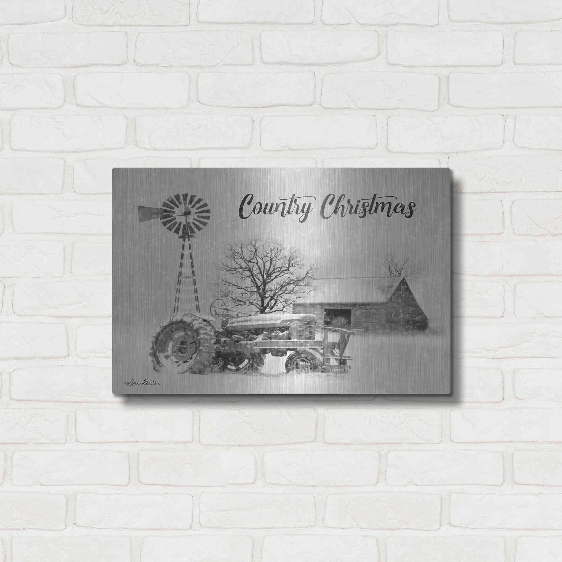 Luxe Metal Art 'Country Christmas' by Lori Deiter, Metal Wall Art,24x16