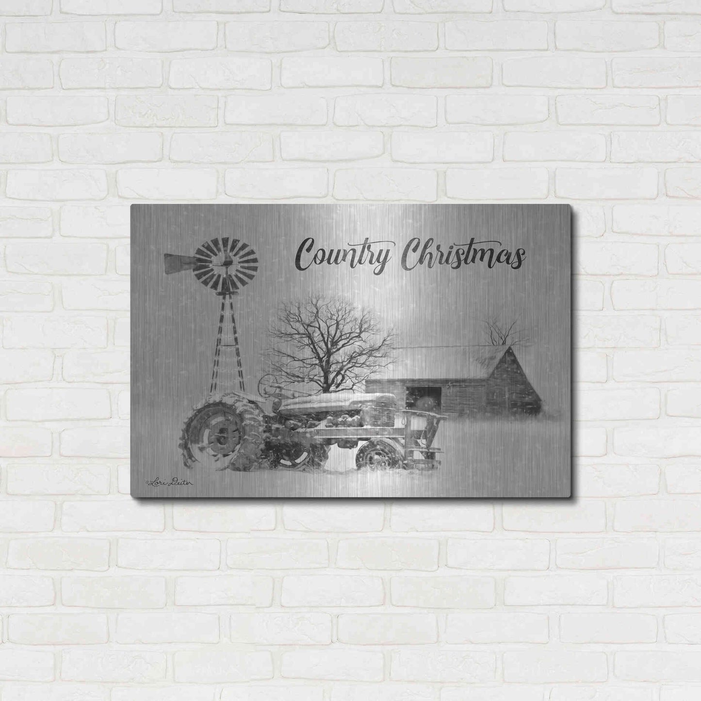 Luxe Metal Art 'Country Christmas' by Lori Deiter, Metal Wall Art,36x24