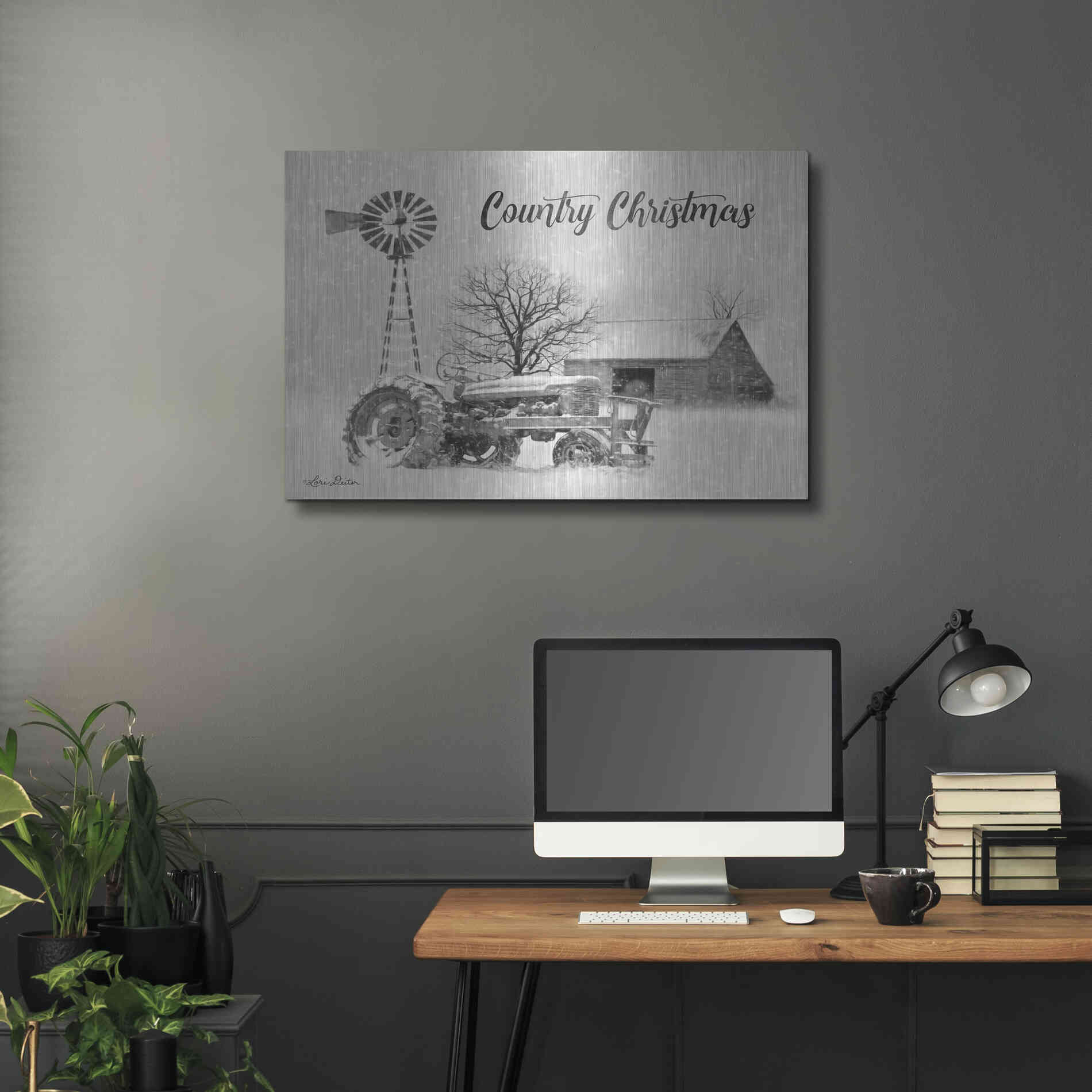 Luxe Metal Art 'Country Christmas' by Lori Deiter, Metal Wall Art,36x24