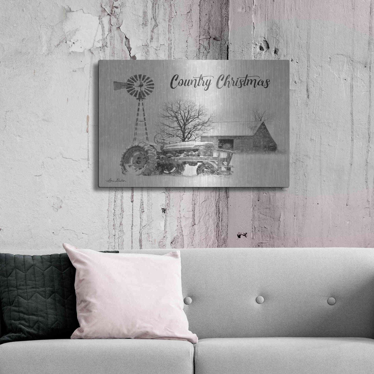 Luxe Metal Art 'Country Christmas' by Lori Deiter, Metal Wall Art,36x24