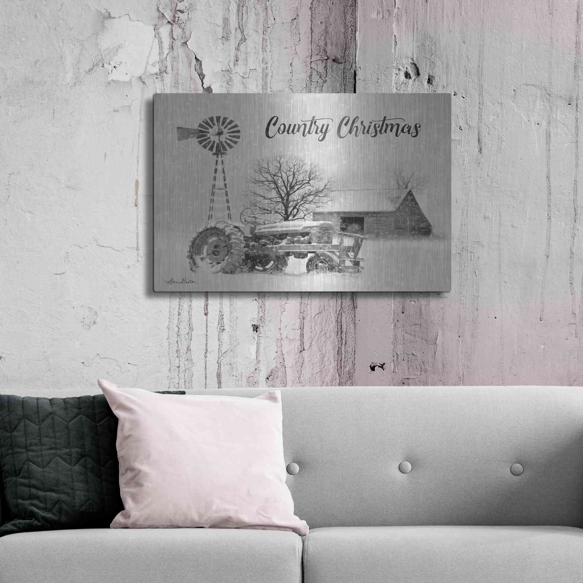 Luxe Metal Art 'Country Christmas' by Lori Deiter, Metal Wall Art,36x24