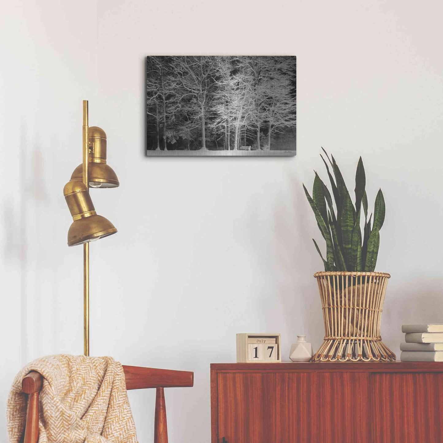 Luxe Metal Art 'Snowy Trees' by Lori Deiter, Metal Wall Art,24x16