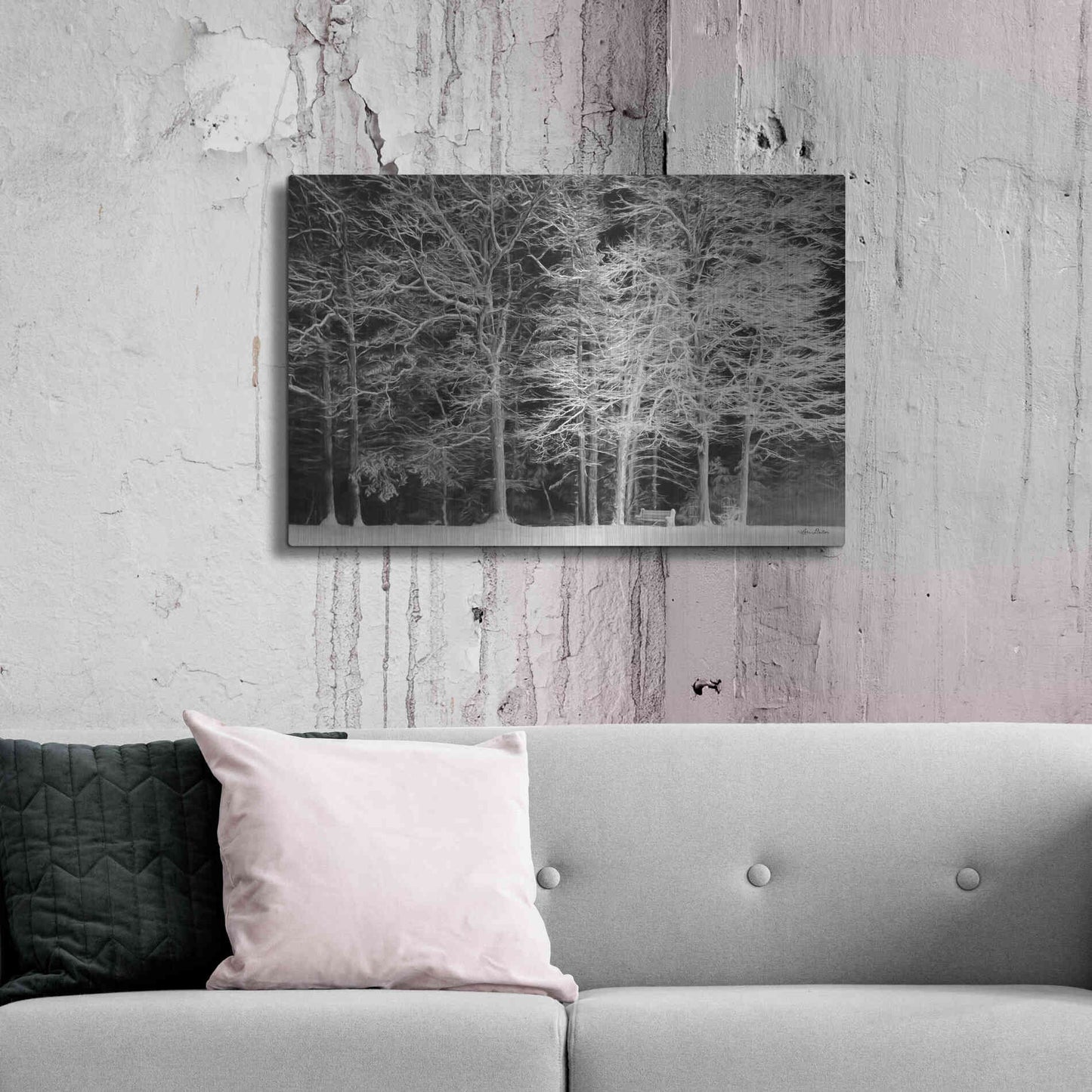 Luxe Metal Art 'Snowy Trees' by Lori Deiter, Metal Wall Art,36x24