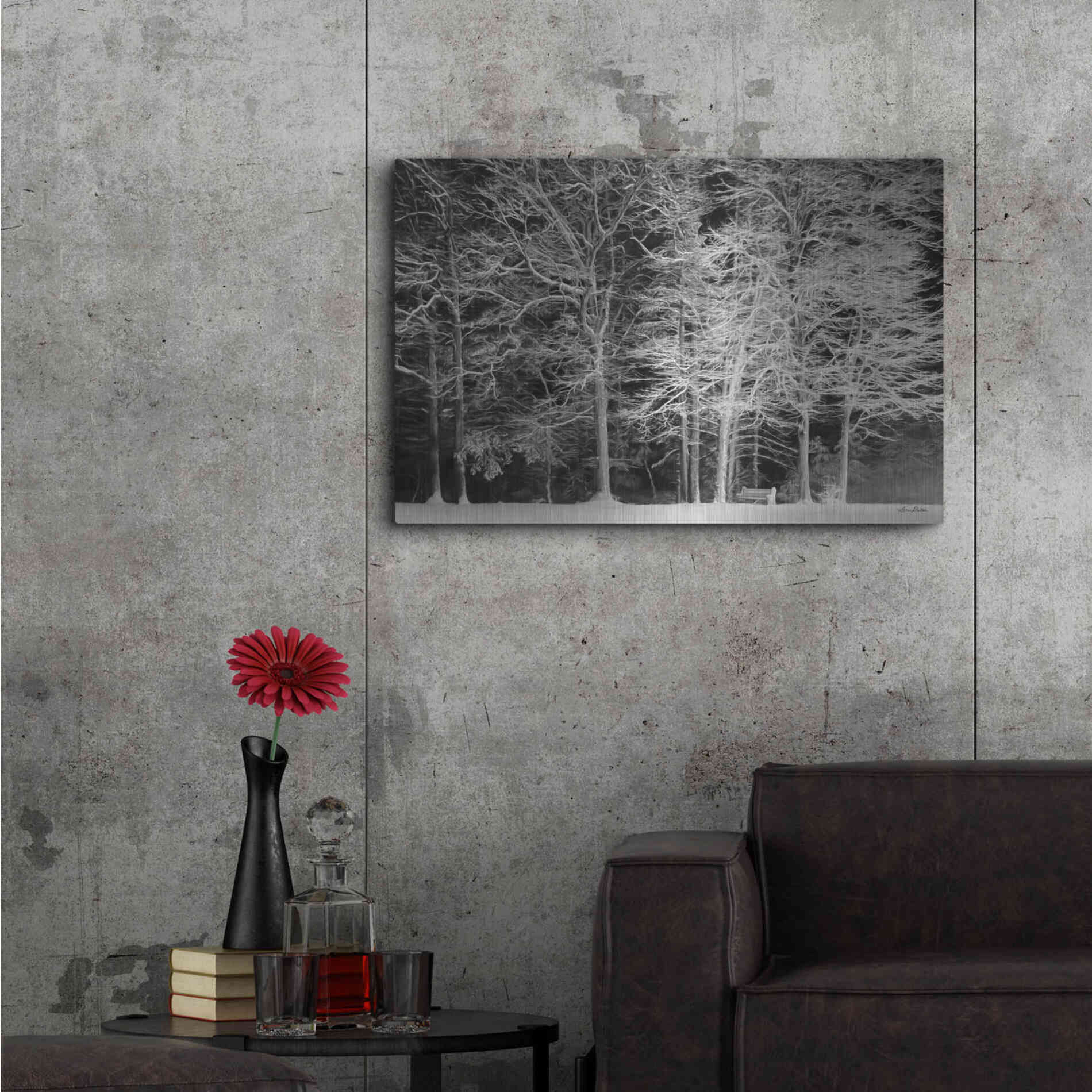 Luxe Metal Art 'Snowy Trees' by Lori Deiter, Metal Wall Art,36x24