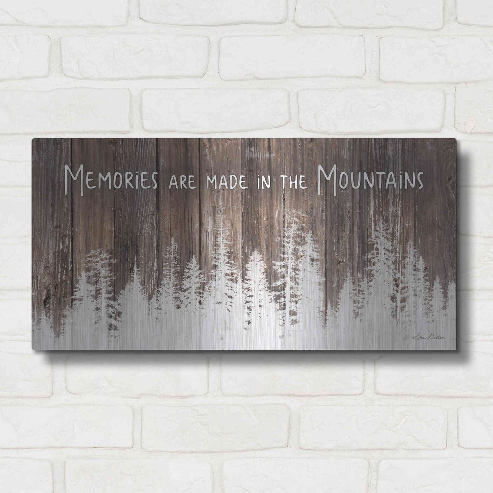 Luxe Metal Art 'Mountain Memories' by Lori Deiter, Metal Wall Art,24x12