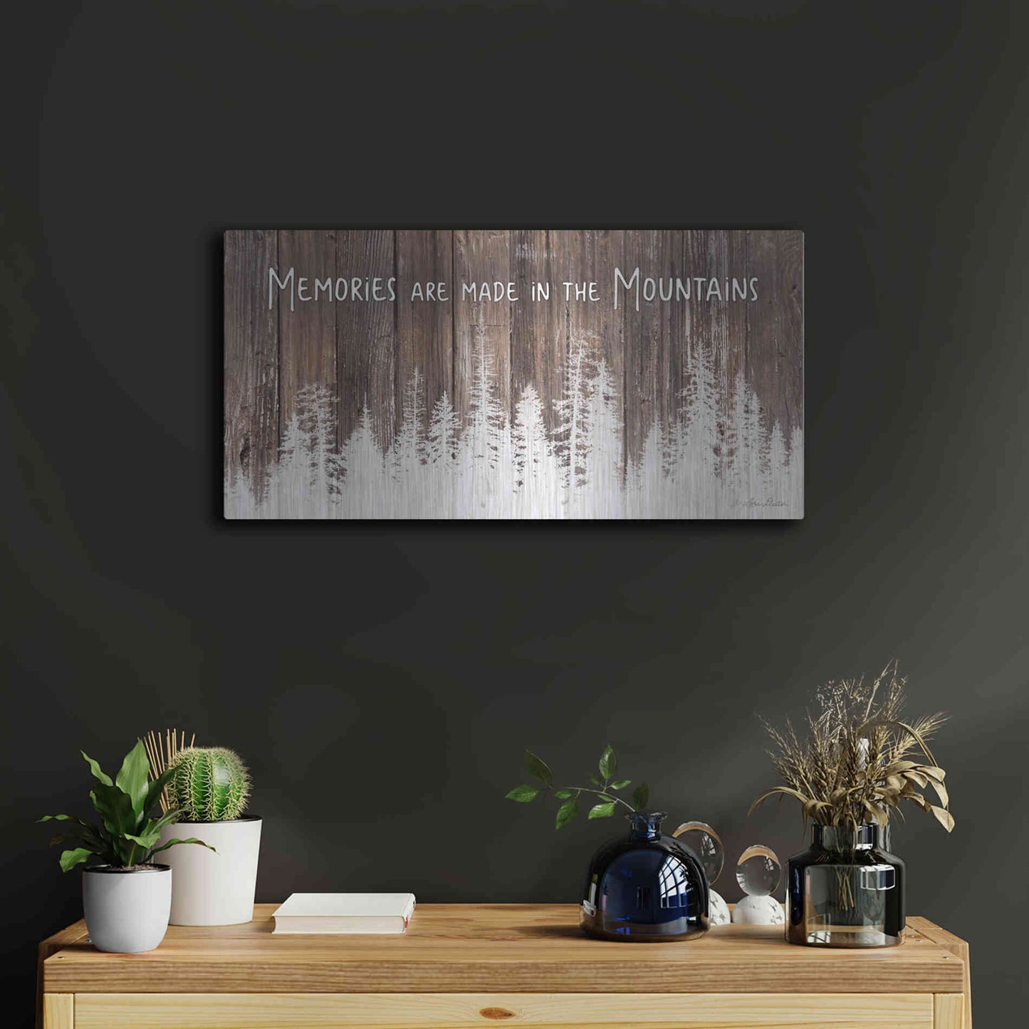 Luxe Metal Art 'Mountain Memories' by Lori Deiter, Metal Wall Art,24x12