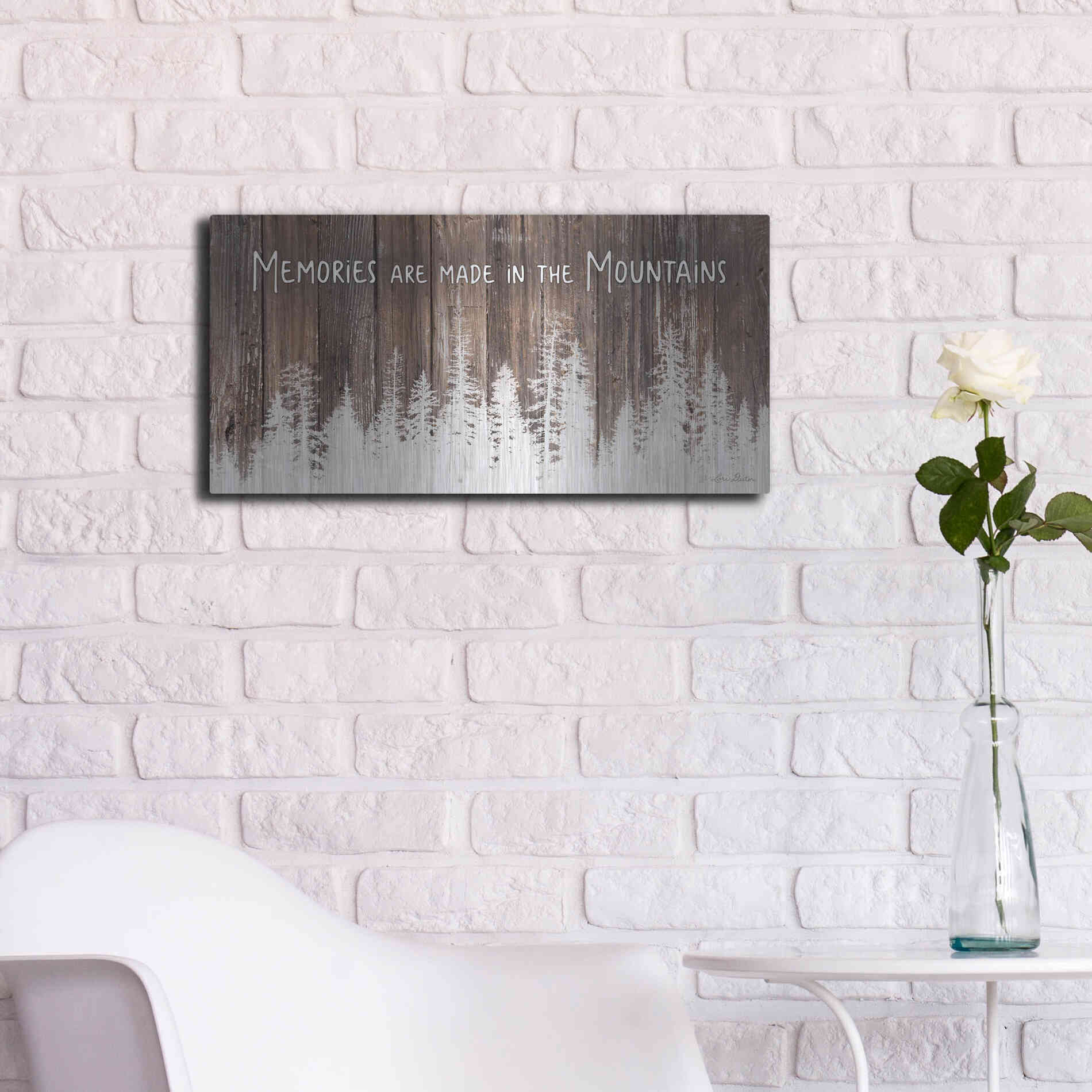 Luxe Metal Art 'Mountain Memories' by Lori Deiter, Metal Wall Art,24x12