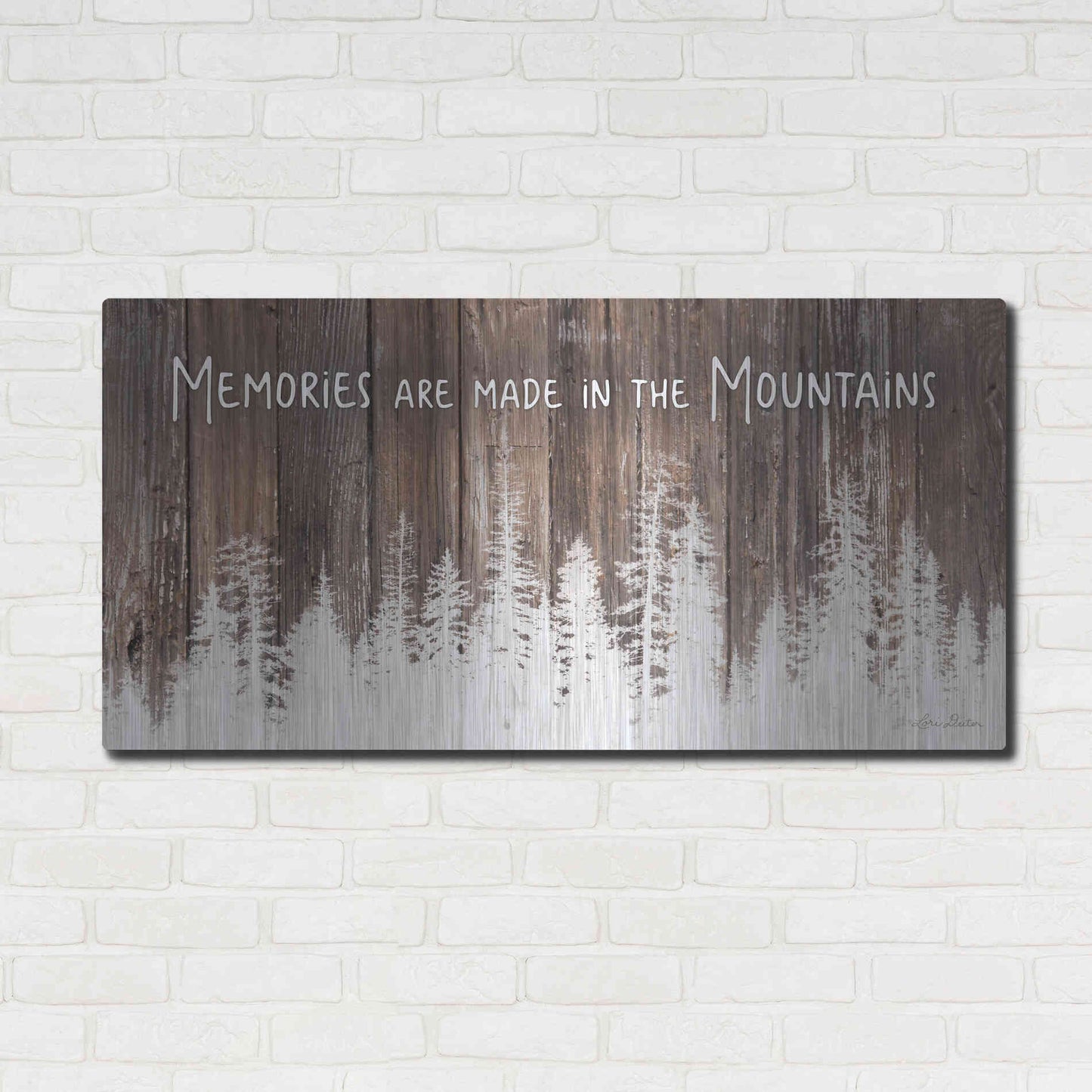 Luxe Metal Art 'Mountain Memories' by Lori Deiter, Metal Wall Art,48x24