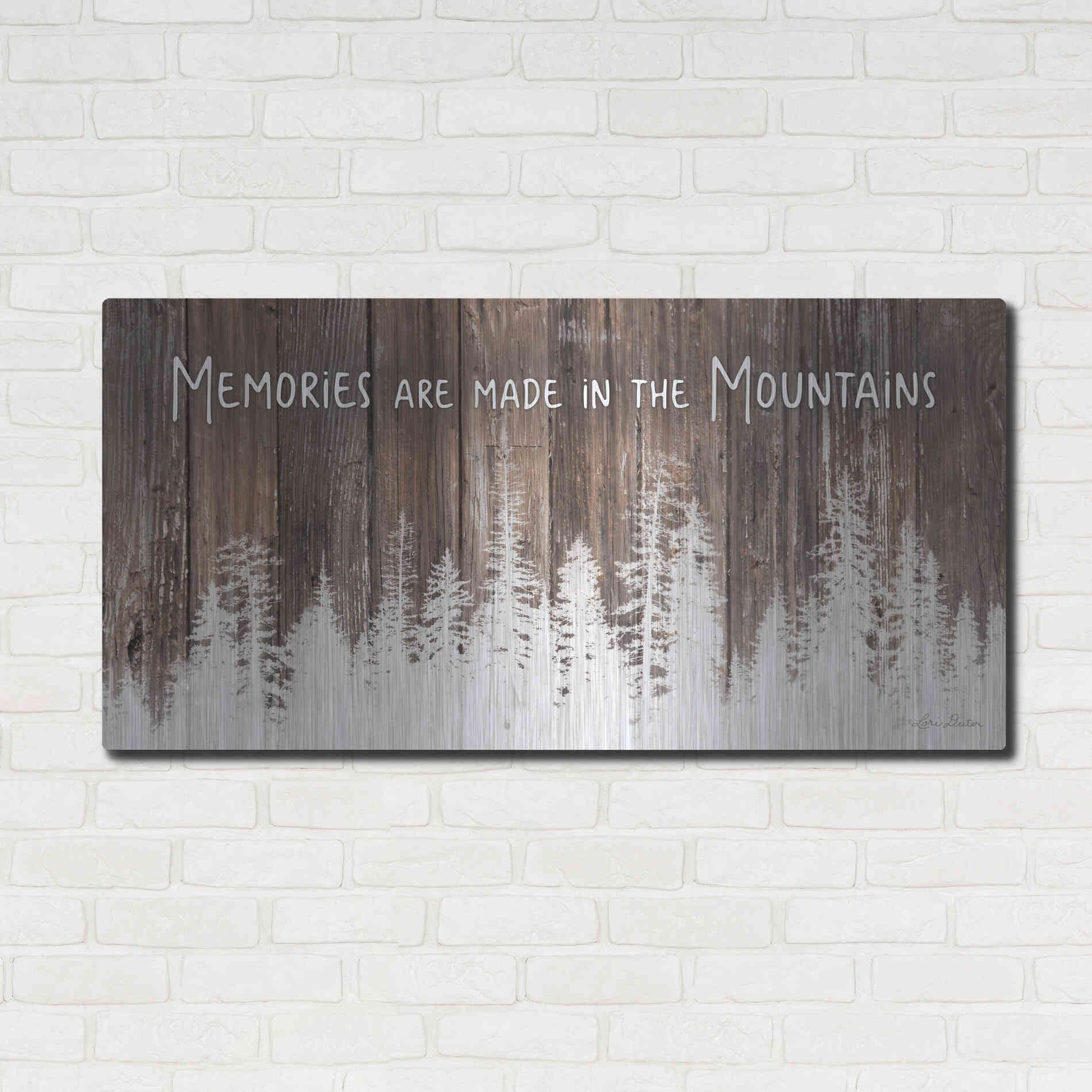 Luxe Metal Art 'Mountain Memories' by Lori Deiter, Metal Wall Art,48x24