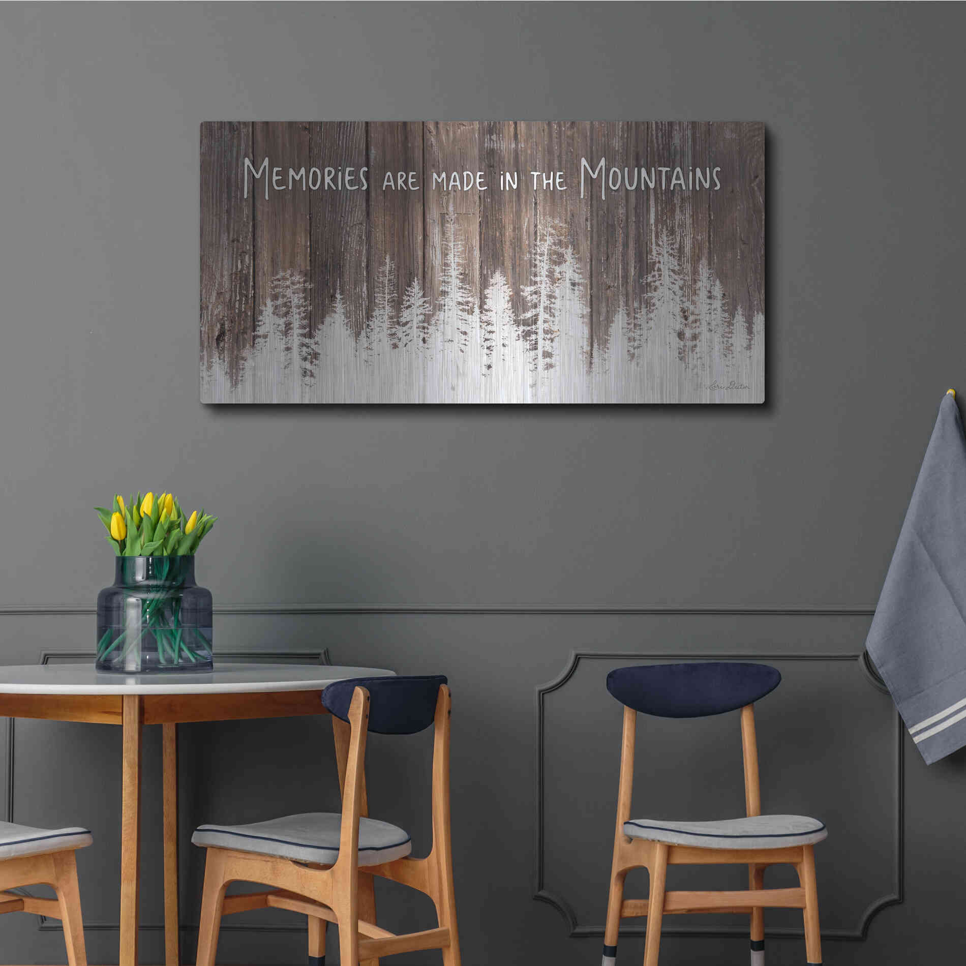 Luxe Metal Art 'Mountain Memories' by Lori Deiter, Metal Wall Art,48x24
