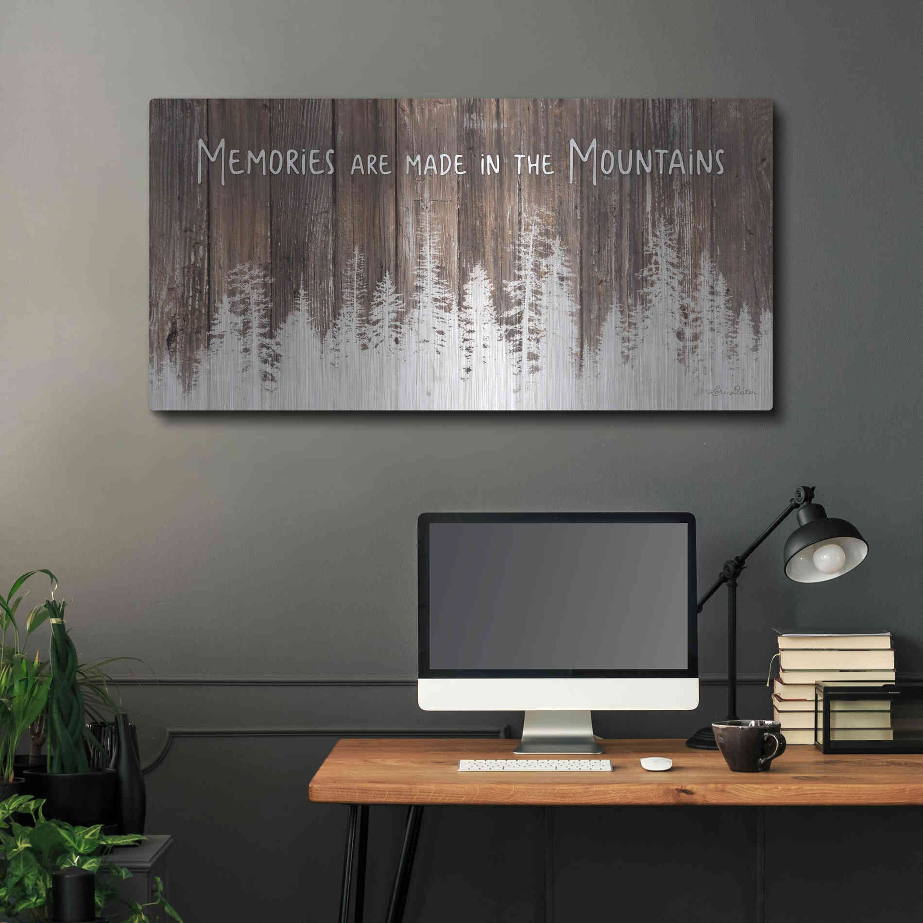 Luxe Metal Art 'Mountain Memories' by Lori Deiter, Metal Wall Art,48x24