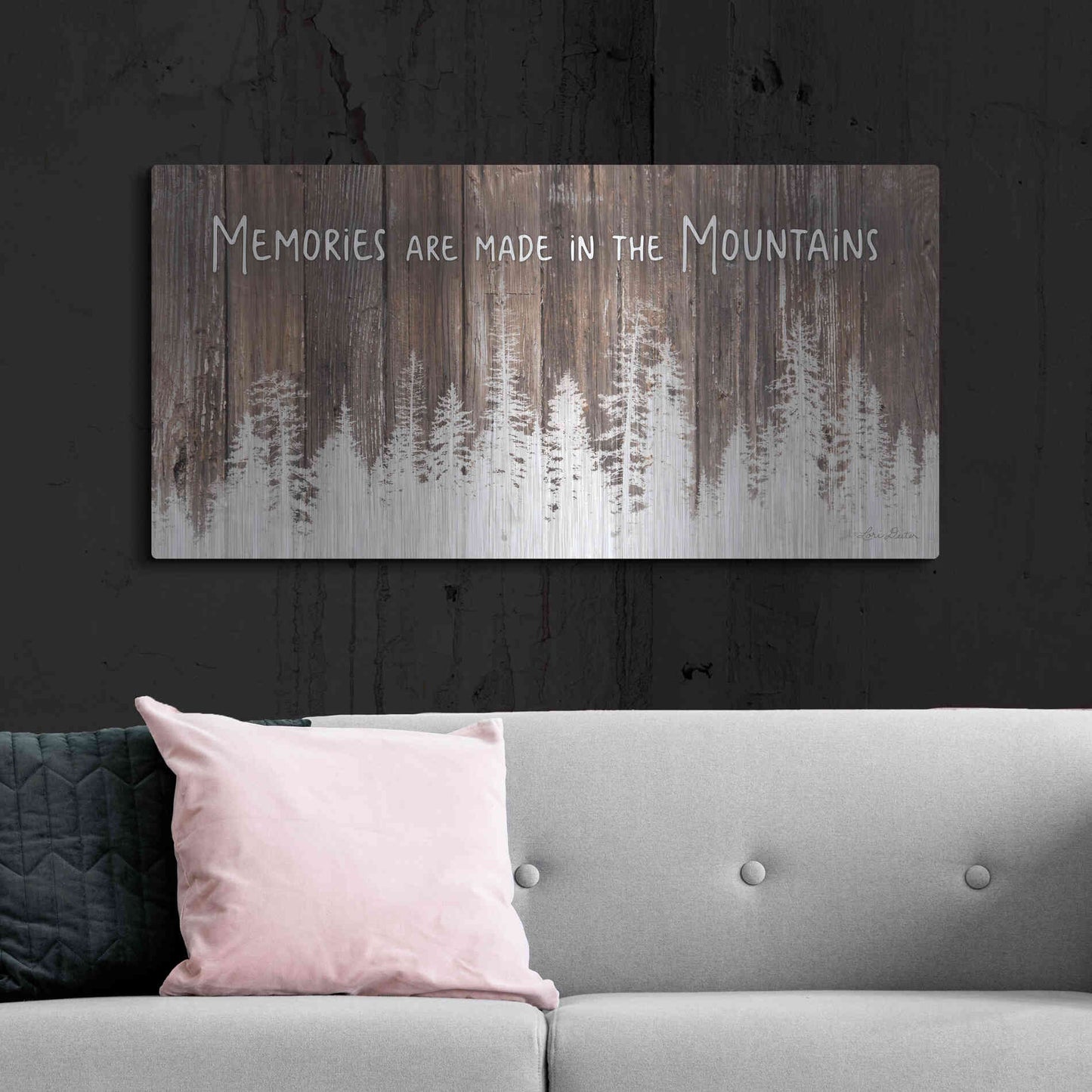 Luxe Metal Art 'Mountain Memories' by Lori Deiter, Metal Wall Art,48x24