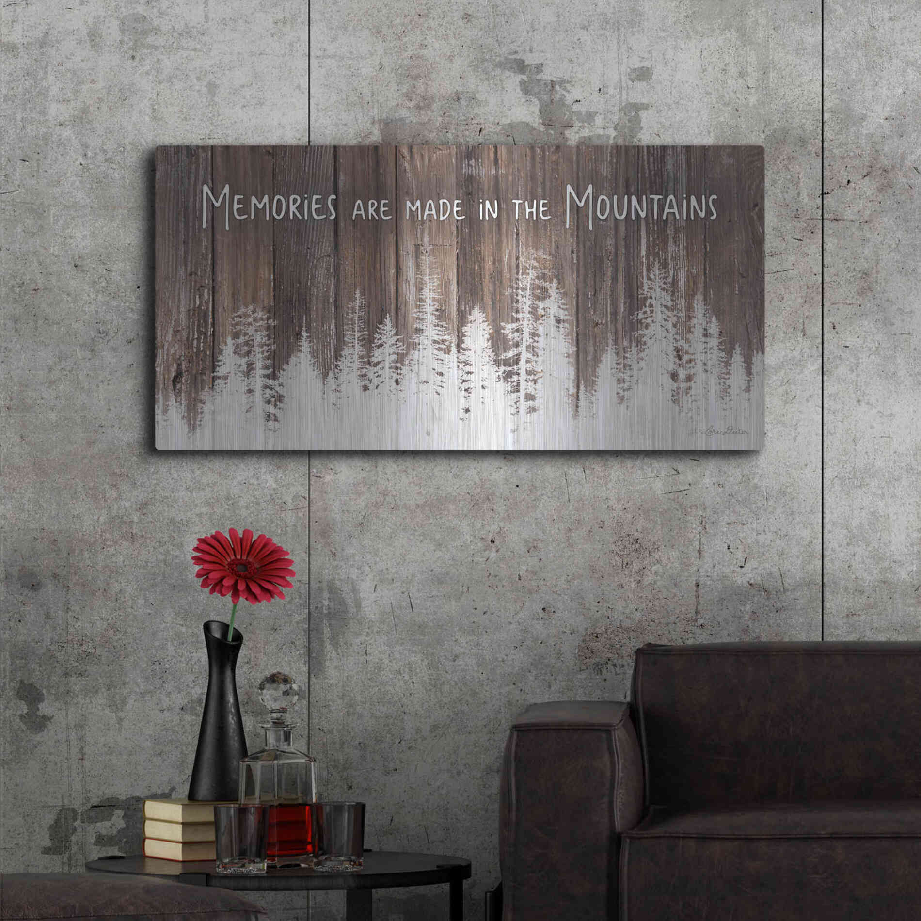 Luxe Metal Art 'Mountain Memories' by Lori Deiter, Metal Wall Art,48x24