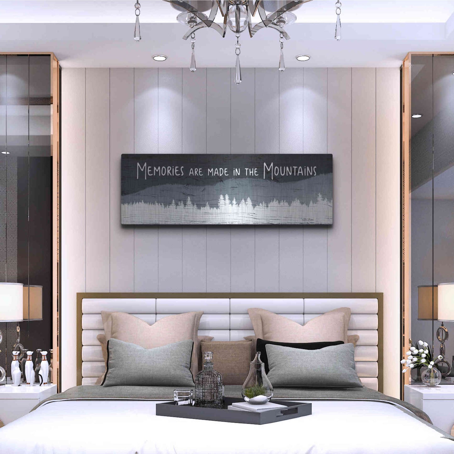 Luxe Metal Art 'Memories are Made in the Mountains' by Lori Deiter, Metal Wall Art,48x16