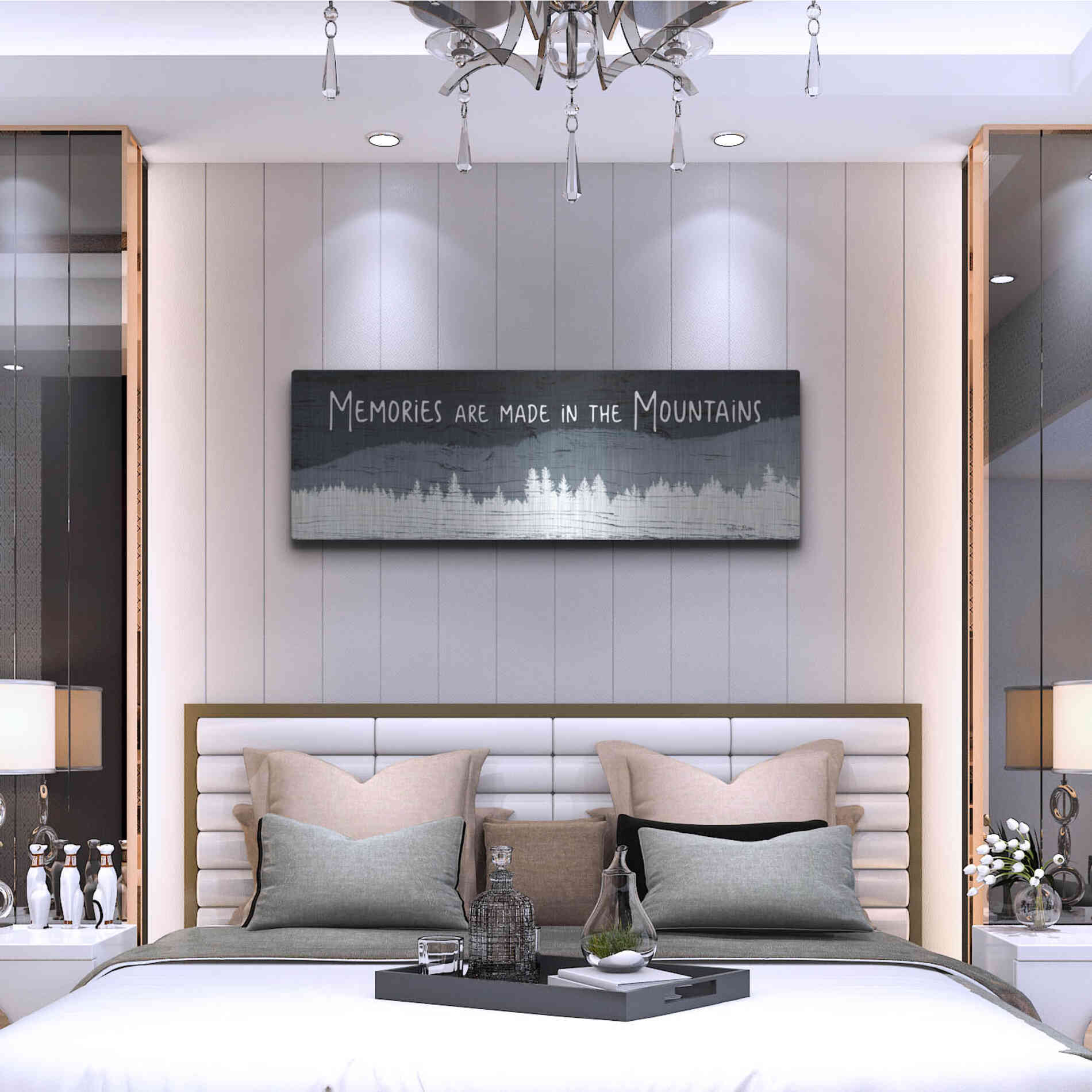 Luxe Metal Art 'Memories are Made in the Mountains' by Lori Deiter, Metal Wall Art,48x16