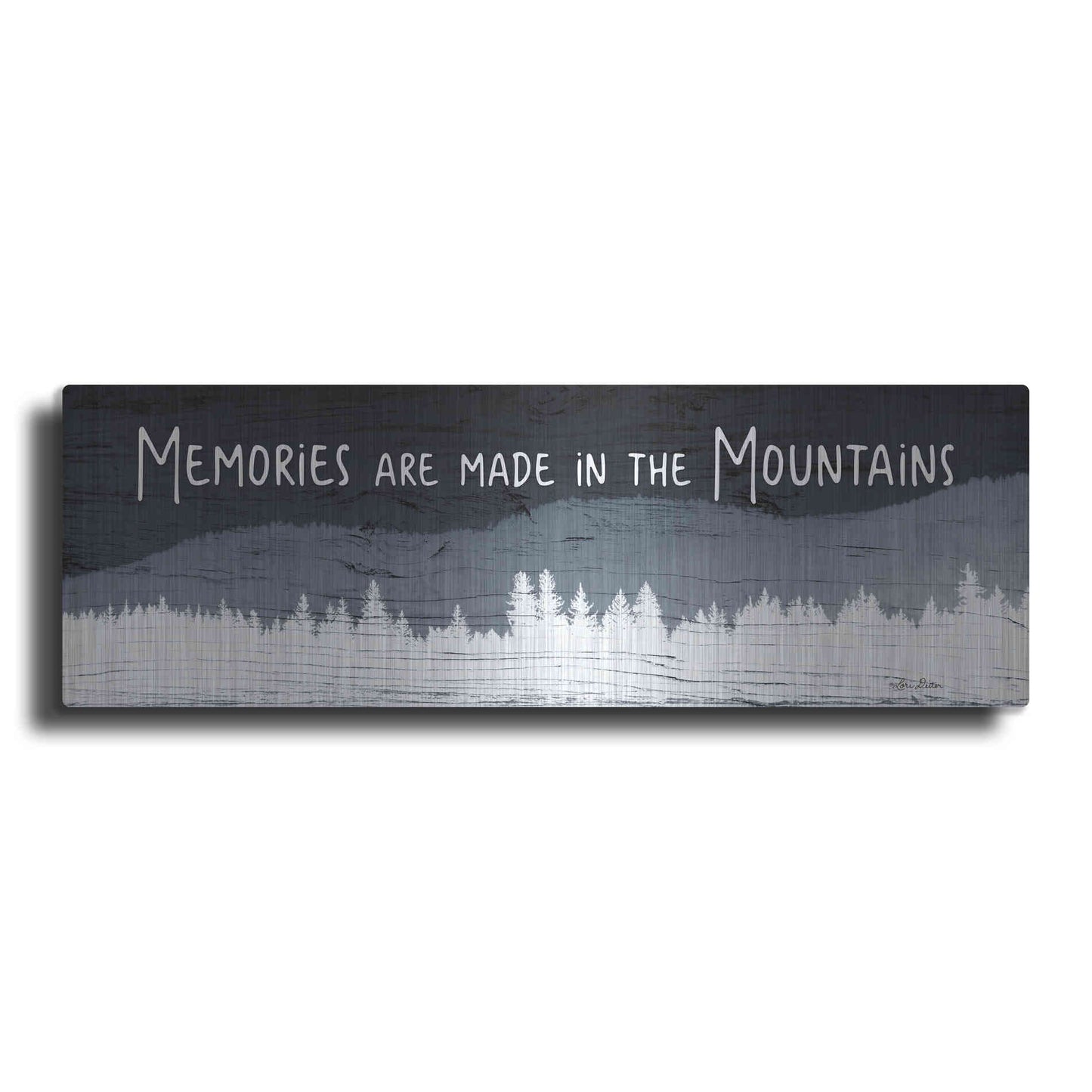 Luxe Metal Art 'Memories are Made in the Mountains' by Lori Deiter, Metal Wall Art