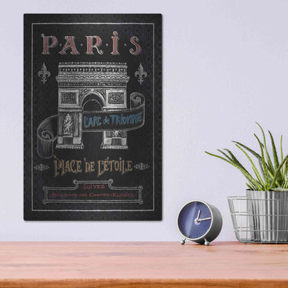Luxe Metal Art 'Travel to Paris II' by Daphne Brissonet, Metal Wall Art,12x16