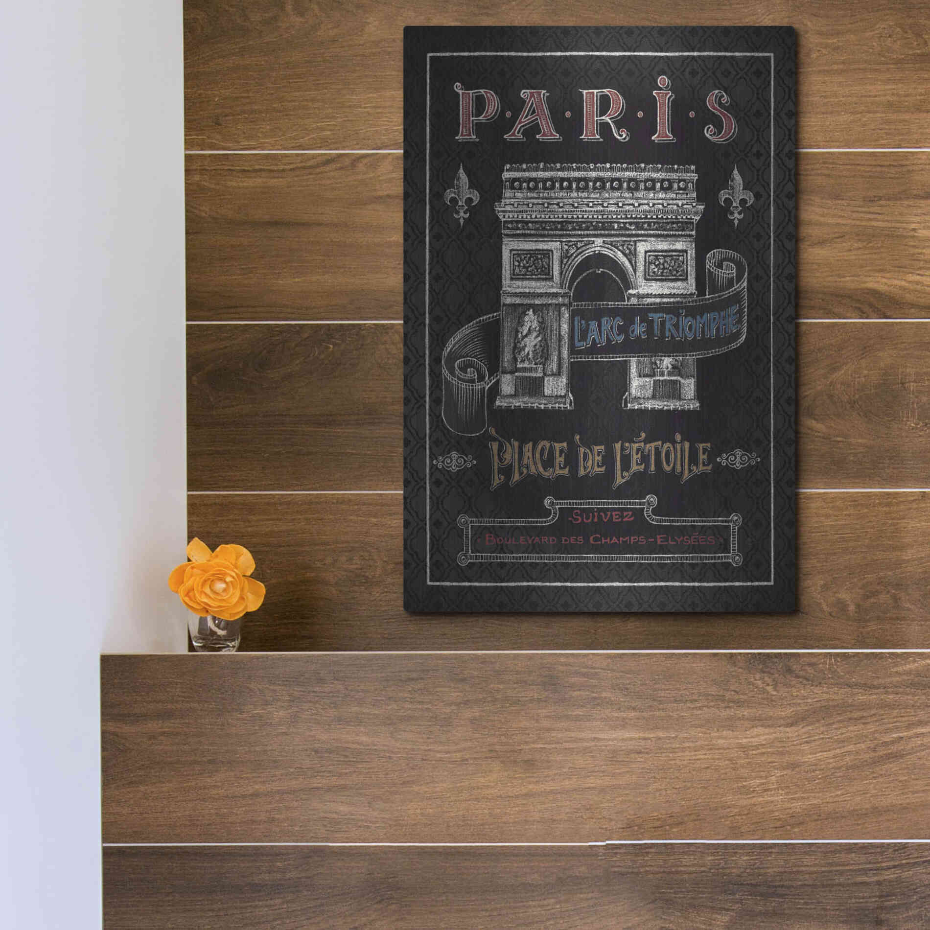 Luxe Metal Art 'Travel to Paris II' by Daphne Brissonet, Metal Wall Art,12x16