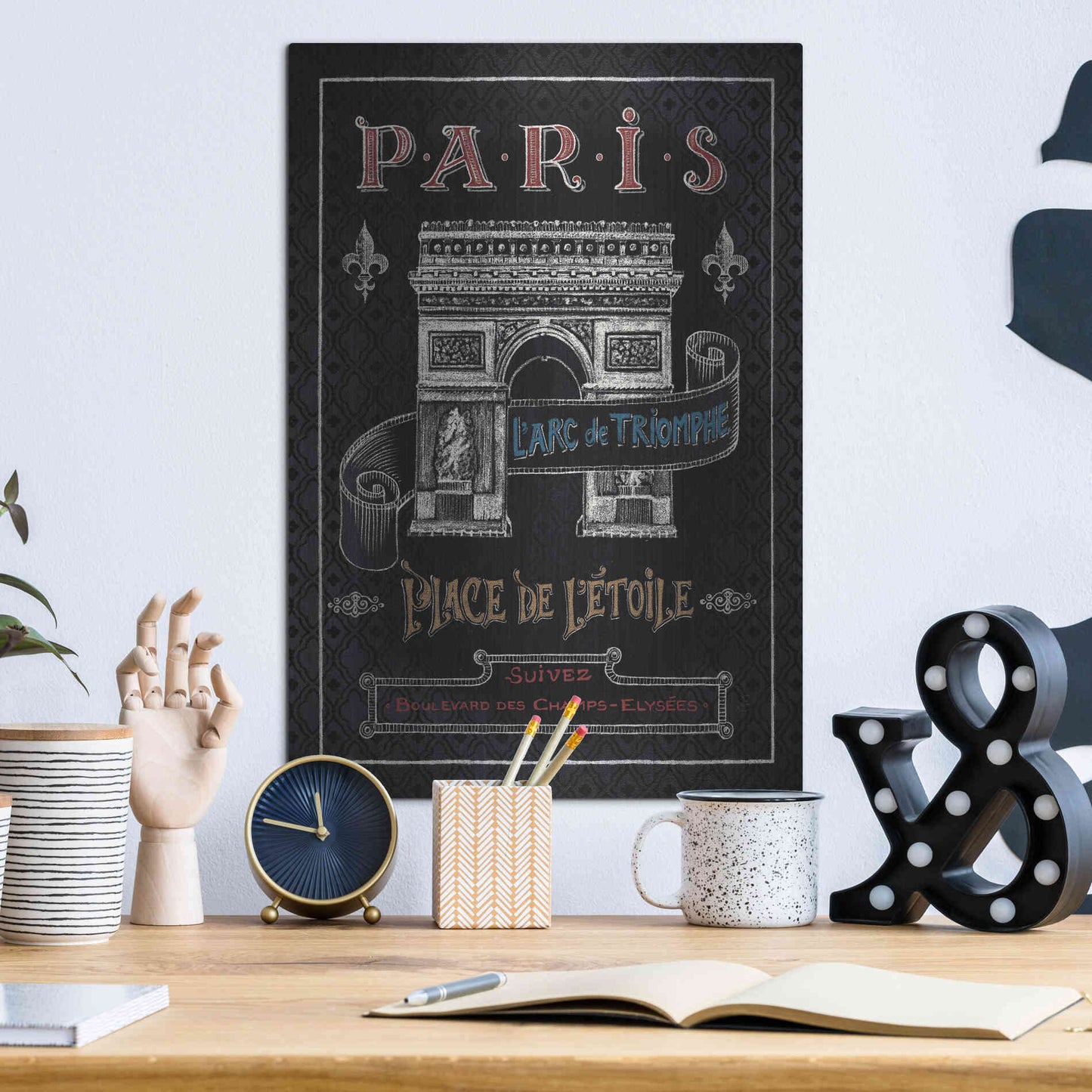 Luxe Metal Art 'Travel to Paris II' by Daphne Brissonet, Metal Wall Art,12x16