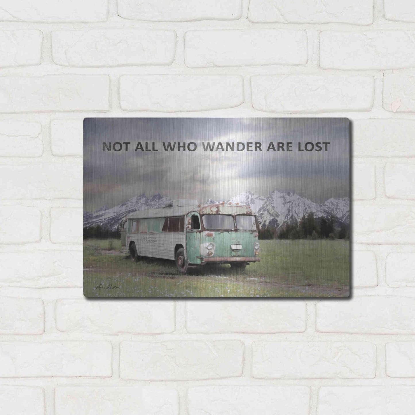 Luxe Metal Art 'Camping in Style' by Lori Deiter, Metal Wall Art,16x12