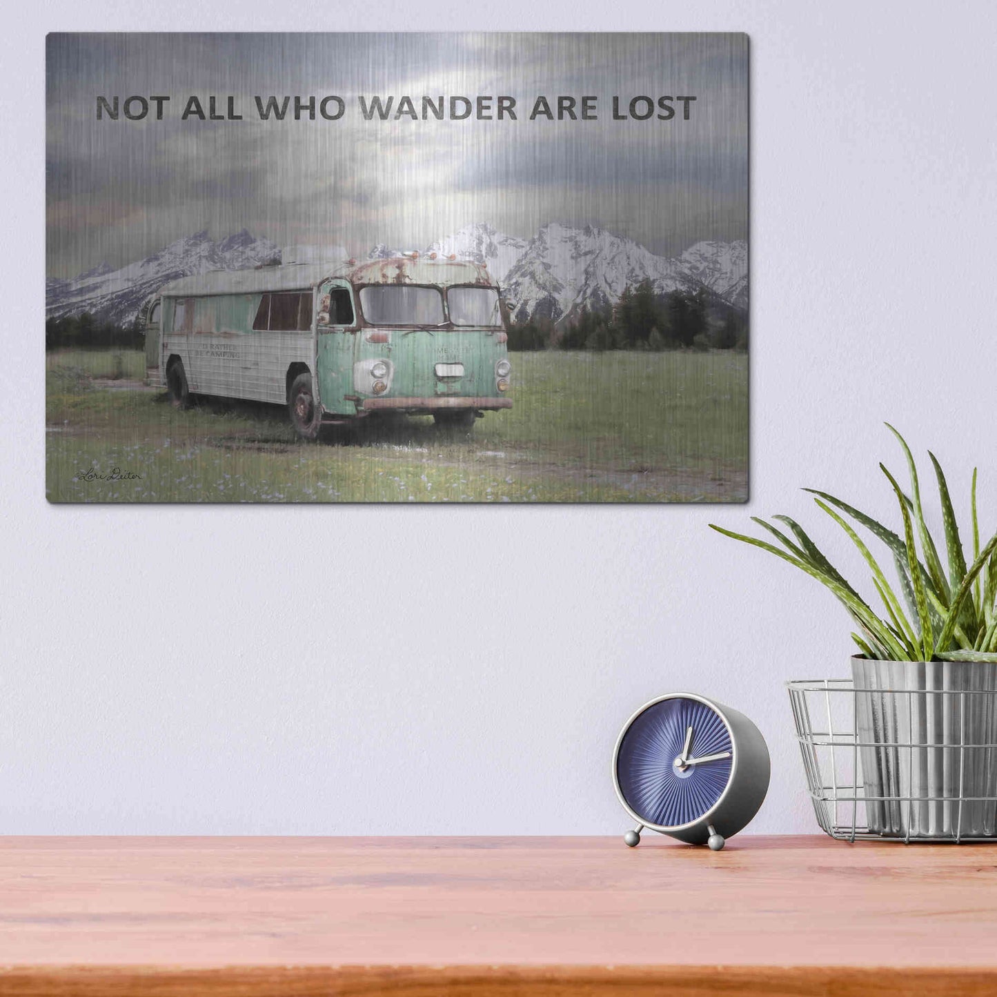 Luxe Metal Art 'Camping in Style' by Lori Deiter, Metal Wall Art,16x12