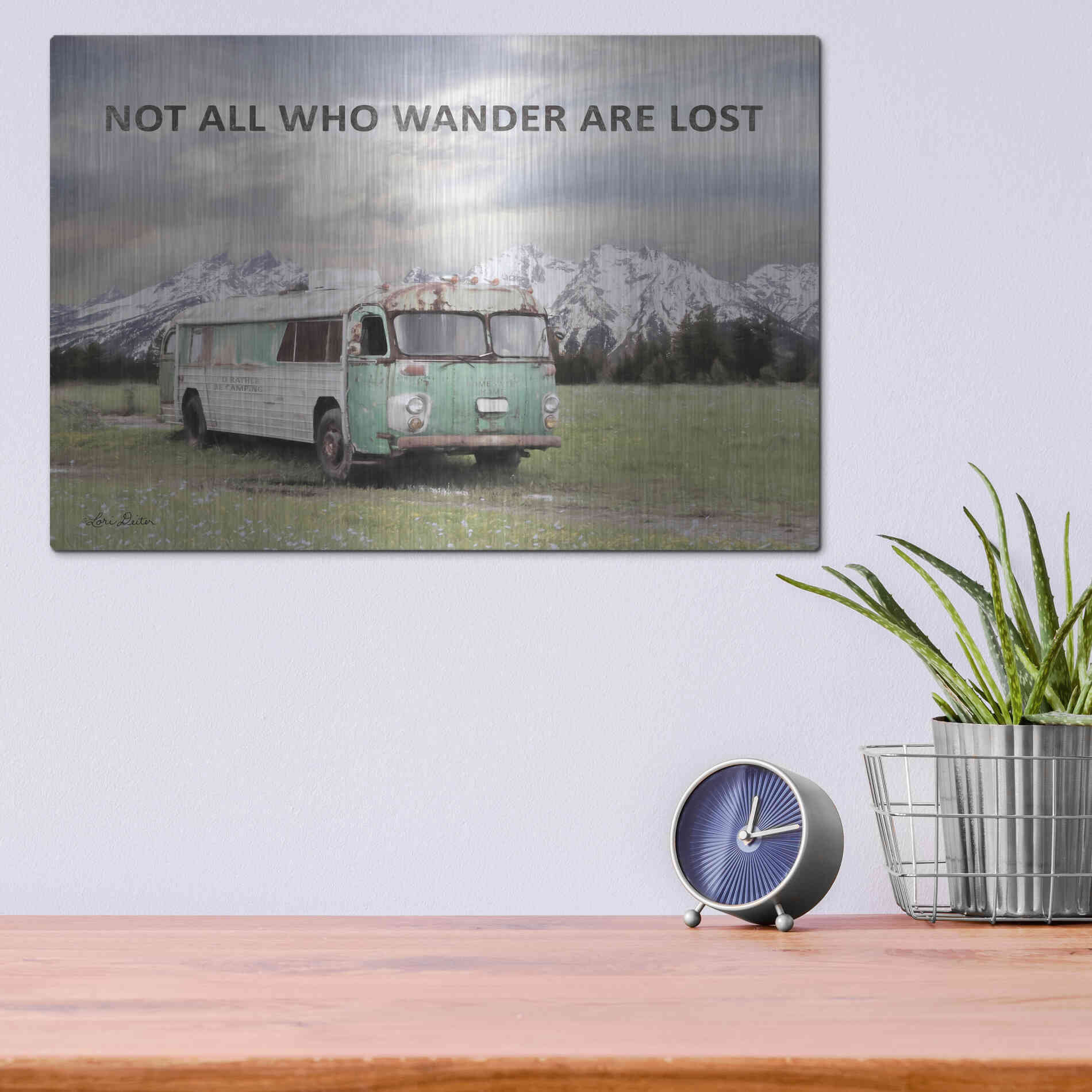 Luxe Metal Art 'Camping in Style' by Lori Deiter, Metal Wall Art,16x12