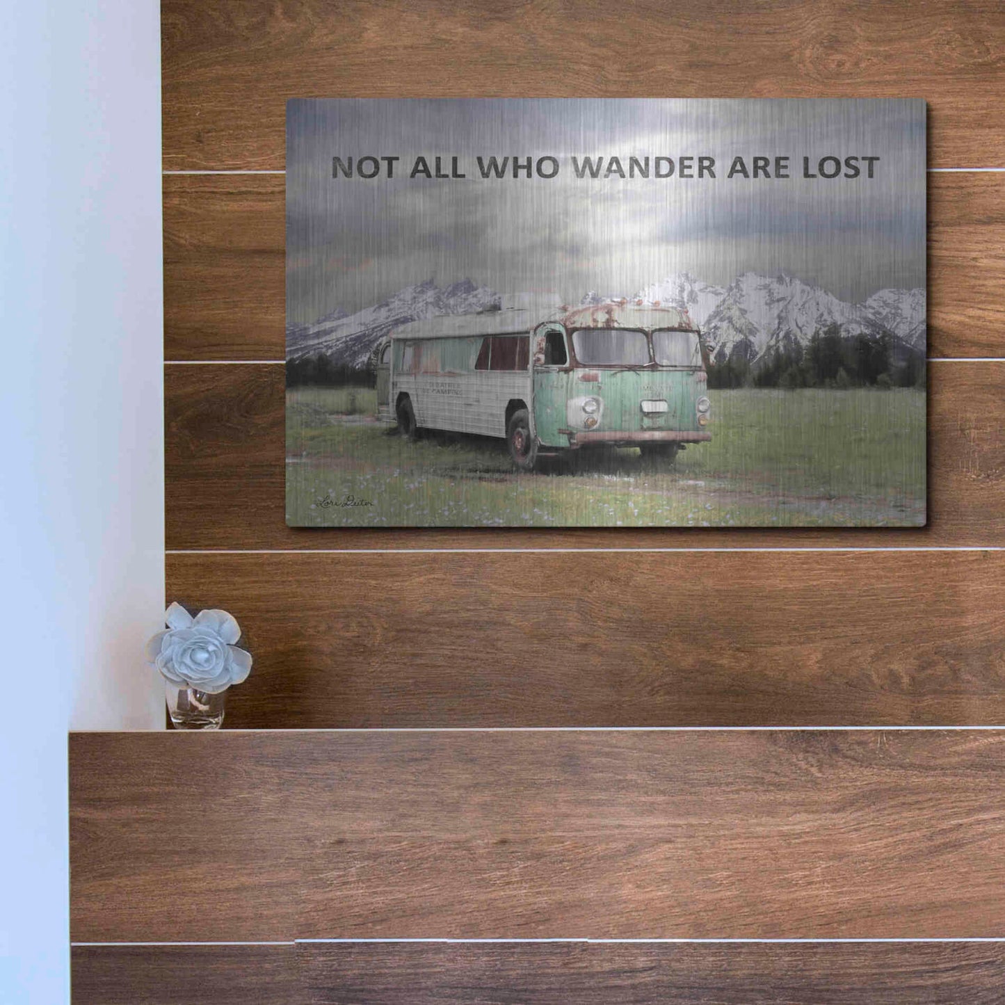 Luxe Metal Art 'Camping in Style' by Lori Deiter, Metal Wall Art,16x12