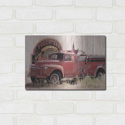 Luxe Metal Art 'Volunteer Firefighter' by Lori Deiter, Metal Wall Art,16x12