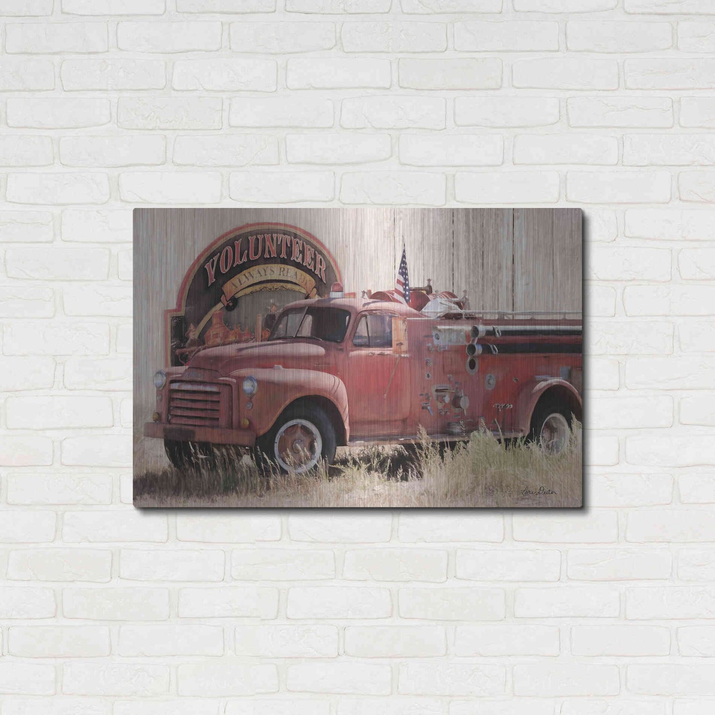 Luxe Metal Art 'Volunteer Firefighter' by Lori Deiter, Metal Wall Art,36x24