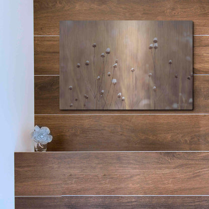 Luxe Metal Art 'Snow Capped Wildflowers' by Lori Deiter, Metal Wall Art,16x12