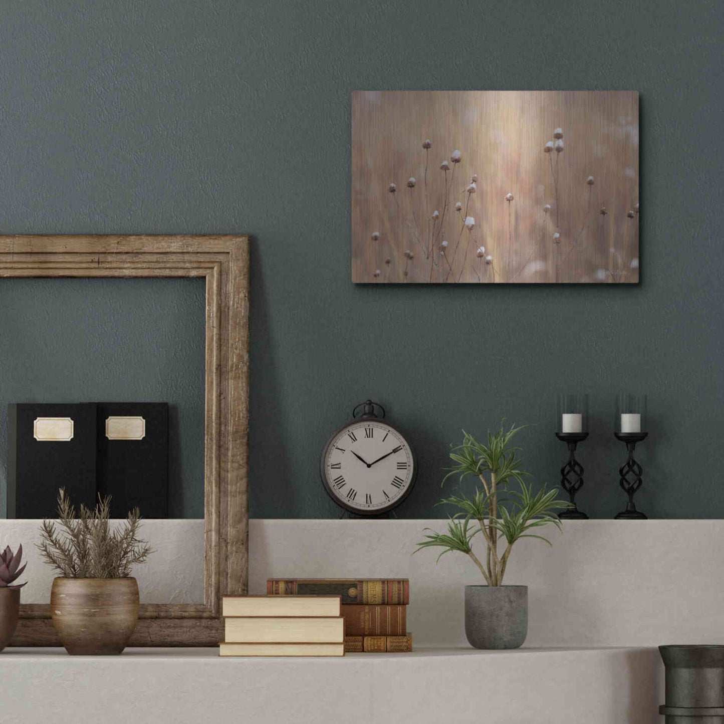 Luxe Metal Art 'Snow Capped Wildflowers' by Lori Deiter, Metal Wall Art,16x12