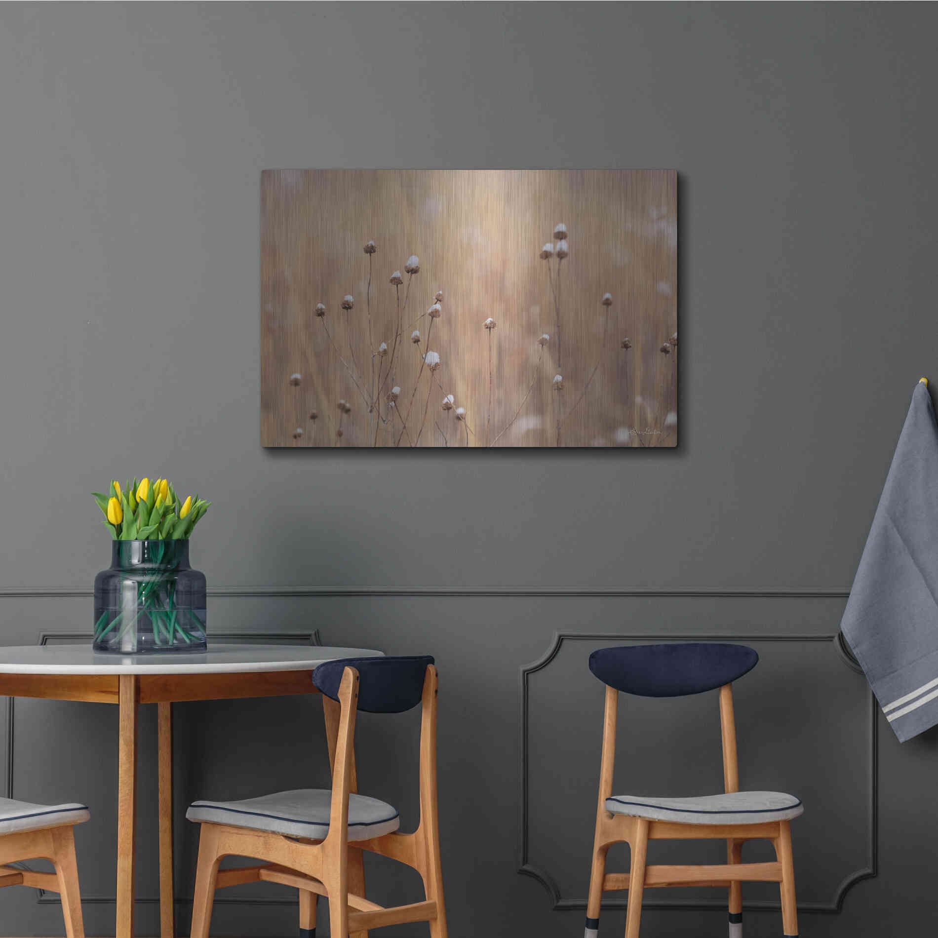 Luxe Metal Art 'Snow Capped Wildflowers' by Lori Deiter, Metal Wall Art,36x24
