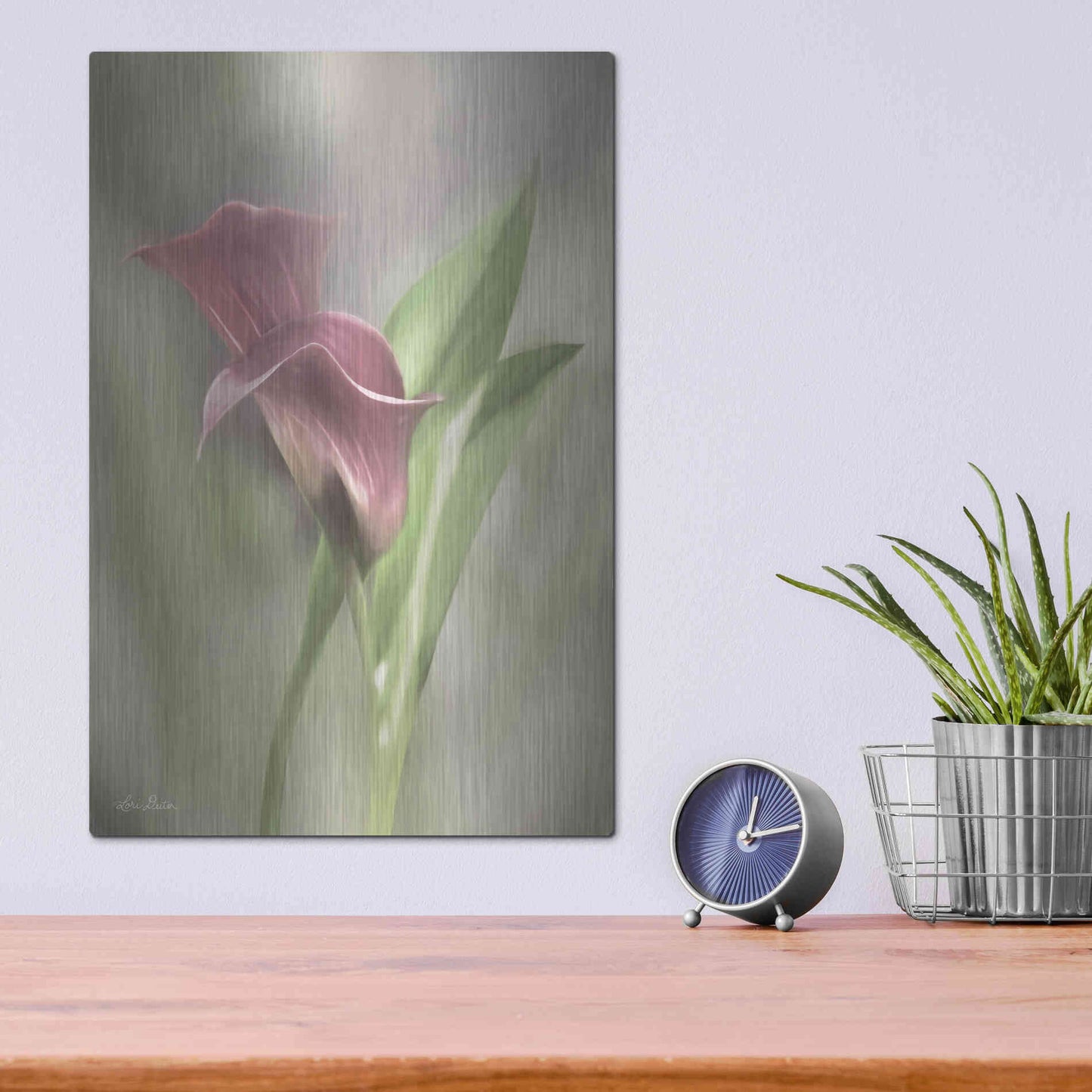 Luxe Metal Art 'Pink Calla Lily' by Lori Deiter, Metal Wall Art,12x16