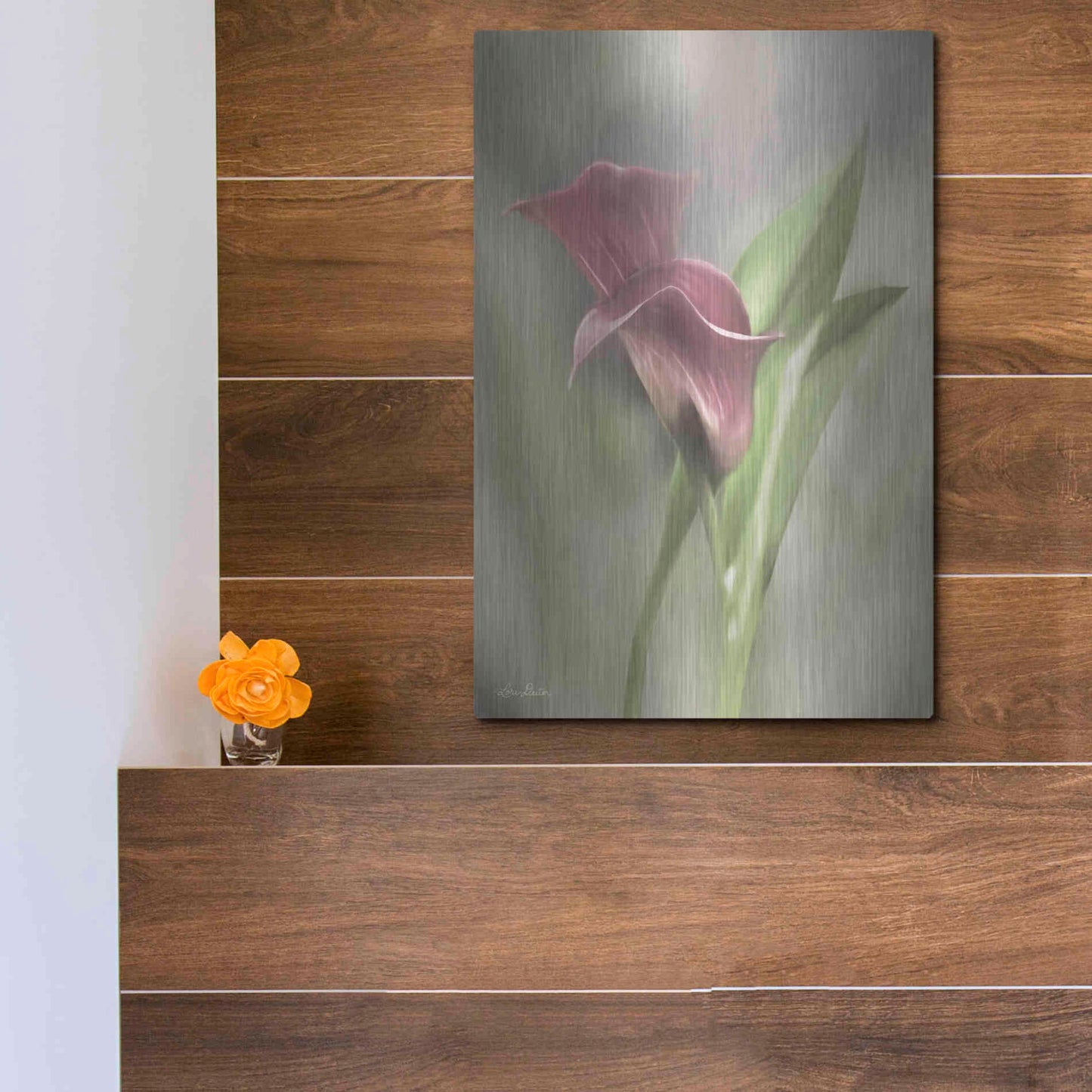 Luxe Metal Art 'Pink Calla Lily' by Lori Deiter, Metal Wall Art,12x16