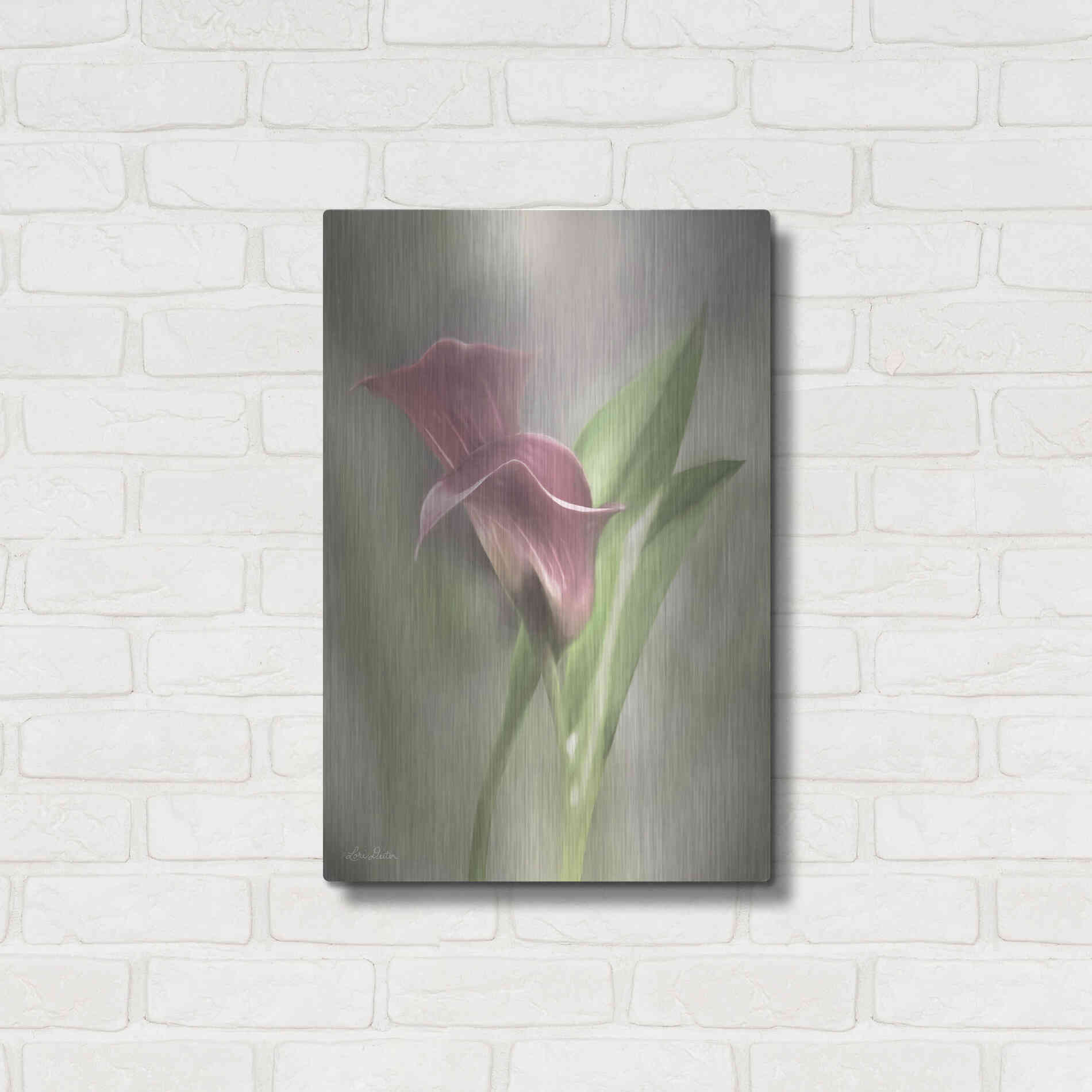 Luxe Metal Art 'Pink Calla Lily' by Lori Deiter, Metal Wall Art,16x24