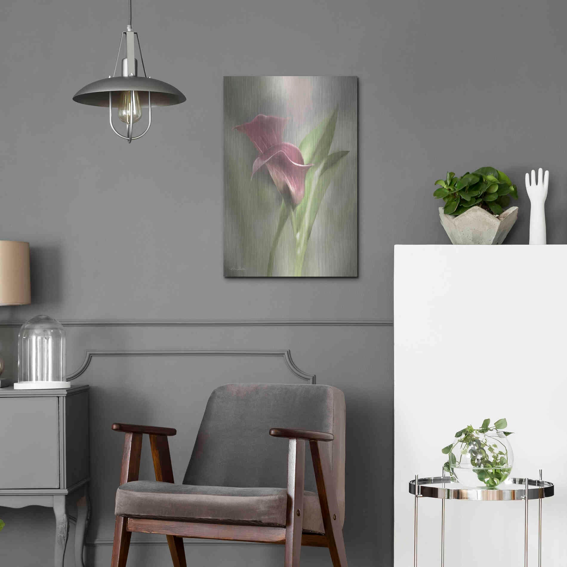 Luxe Metal Art 'Pink Calla Lily' by Lori Deiter, Metal Wall Art,16x24