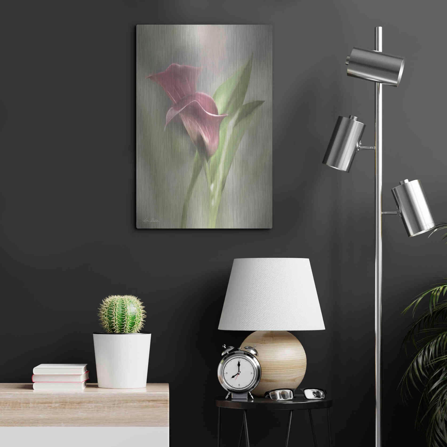 Luxe Metal Art 'Pink Calla Lily' by Lori Deiter, Metal Wall Art,16x24