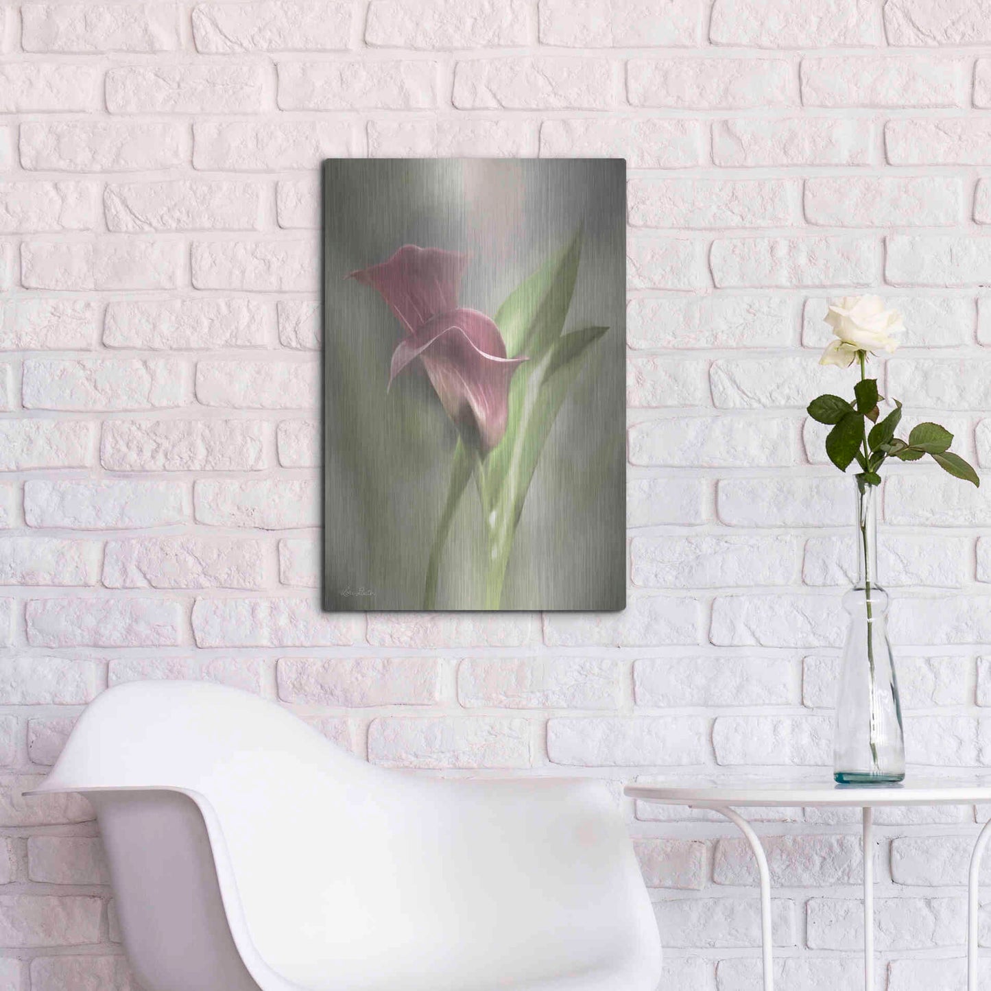 Luxe Metal Art 'Pink Calla Lily' by Lori Deiter, Metal Wall Art,16x24