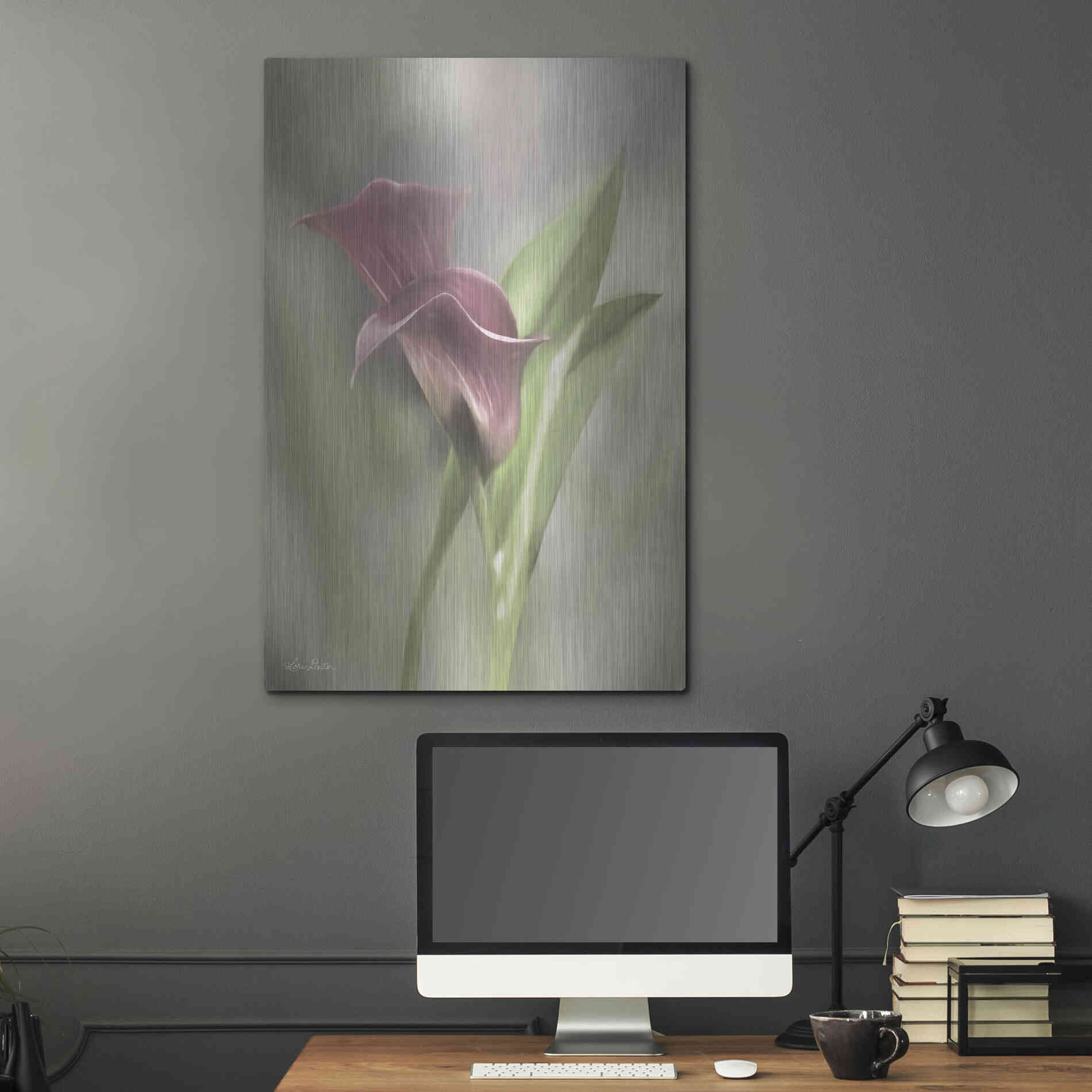 Luxe Metal Art 'Pink Calla Lily' by Lori Deiter, Metal Wall Art,24x36