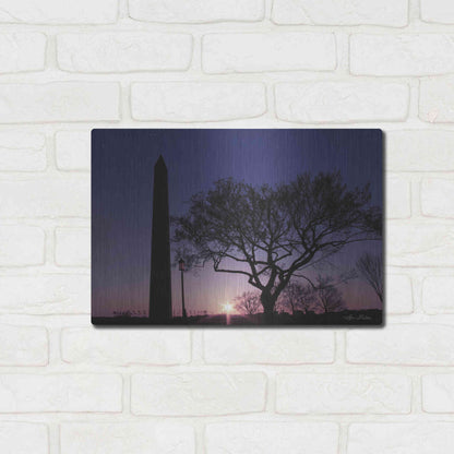 Luxe Metal Art 'Nightfall at the Washington Monument' by Lori Deiter, Metal Wall Art,16x12