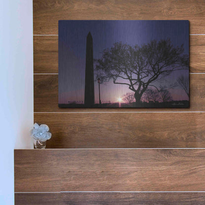 Luxe Metal Art 'Nightfall at the Washington Monument' by Lori Deiter, Metal Wall Art,16x12