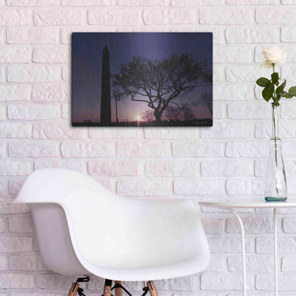 Luxe Metal Art 'Nightfall at the Washington Monument' by Lori Deiter, Metal Wall Art,24x16