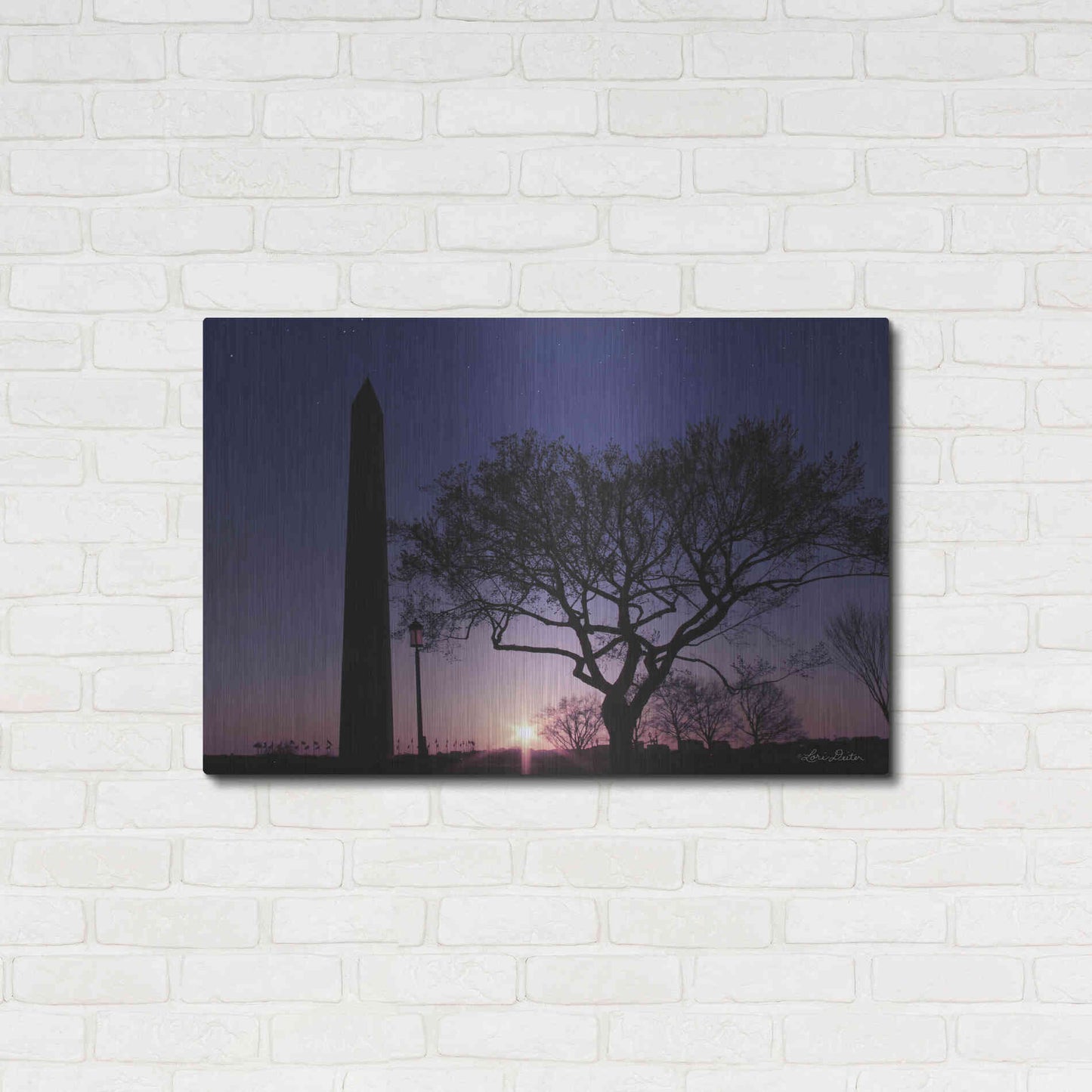 Luxe Metal Art 'Nightfall at the Washington Monument' by Lori Deiter, Metal Wall Art,36x24
