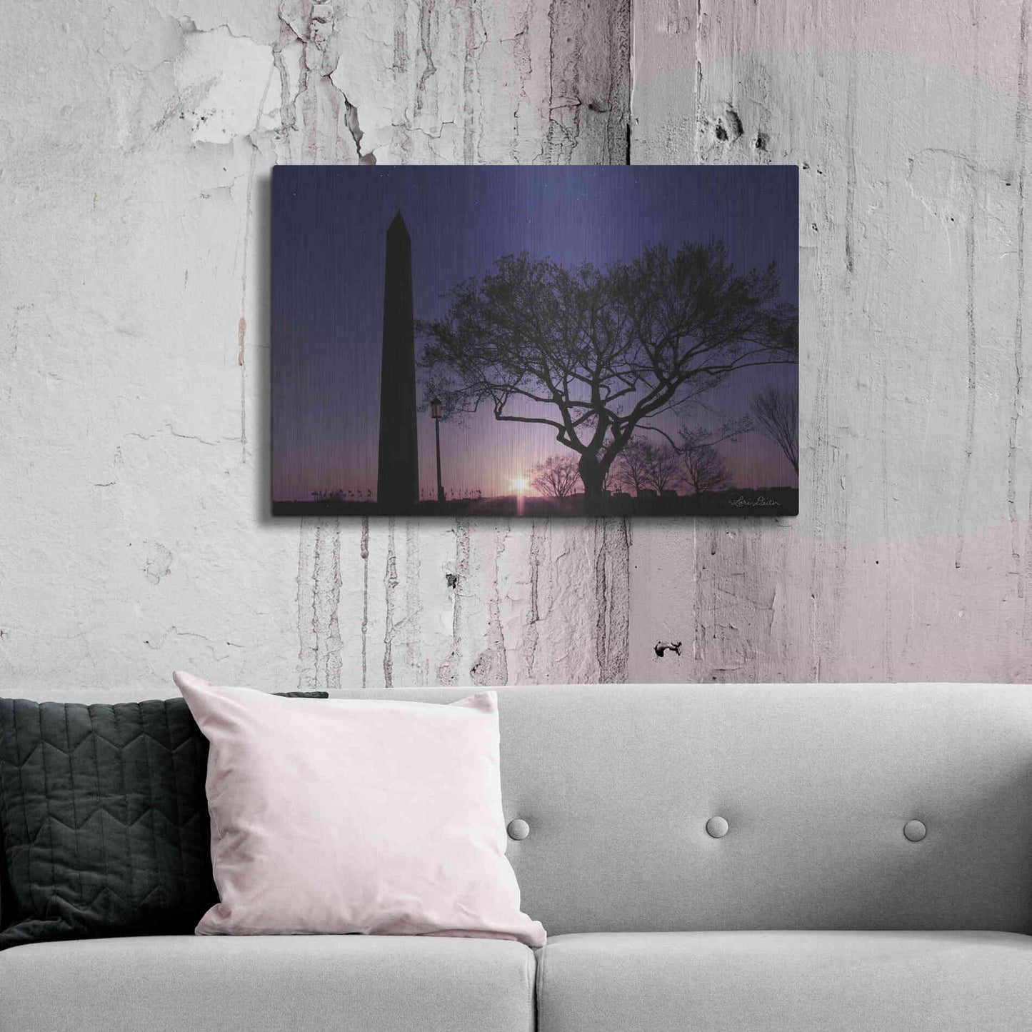 Luxe Metal Art 'Nightfall at the Washington Monument' by Lori Deiter, Metal Wall Art,36x24