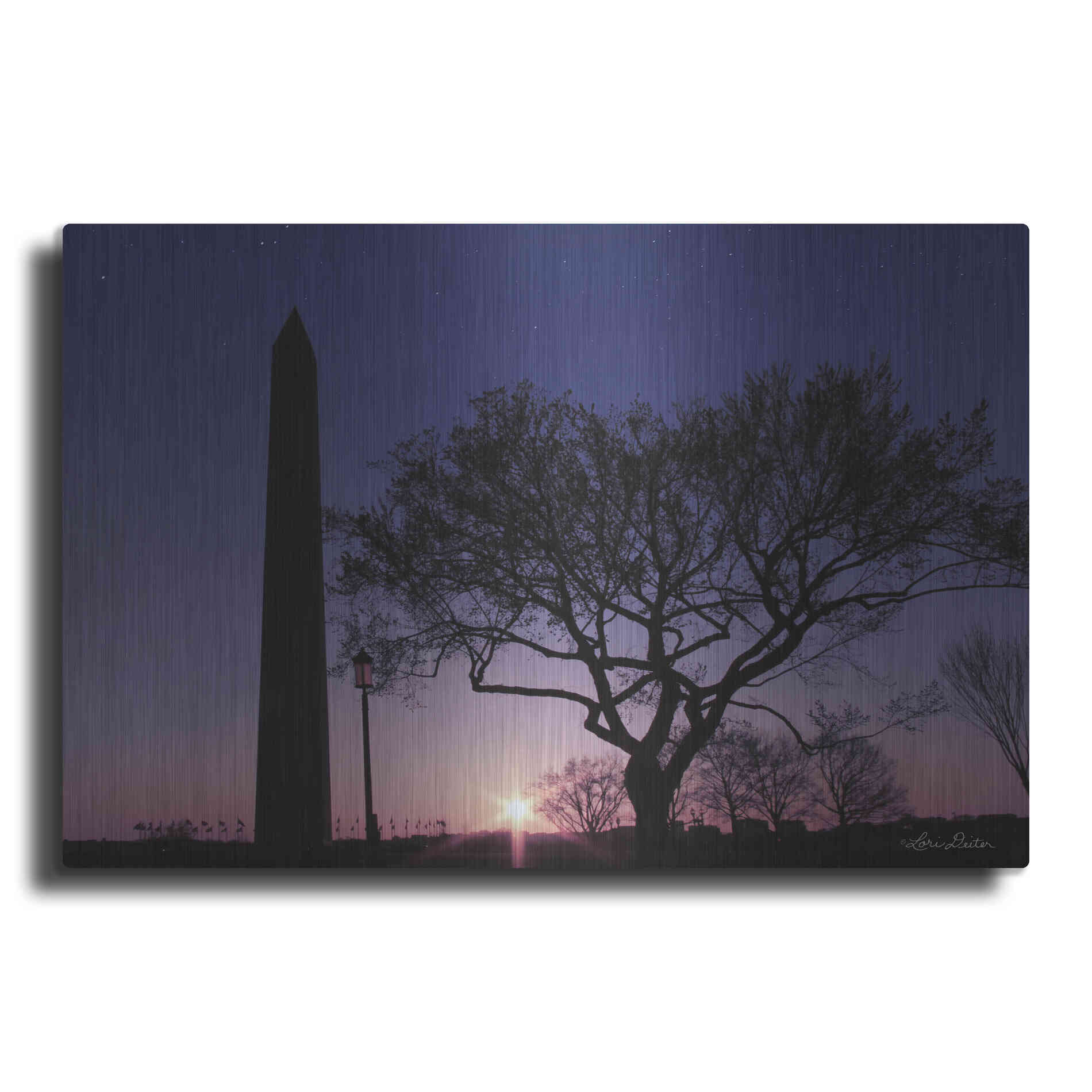 Luxe Metal Art 'Nightfall at the Washington Monument' by Lori Deiter, Metal Wall Art