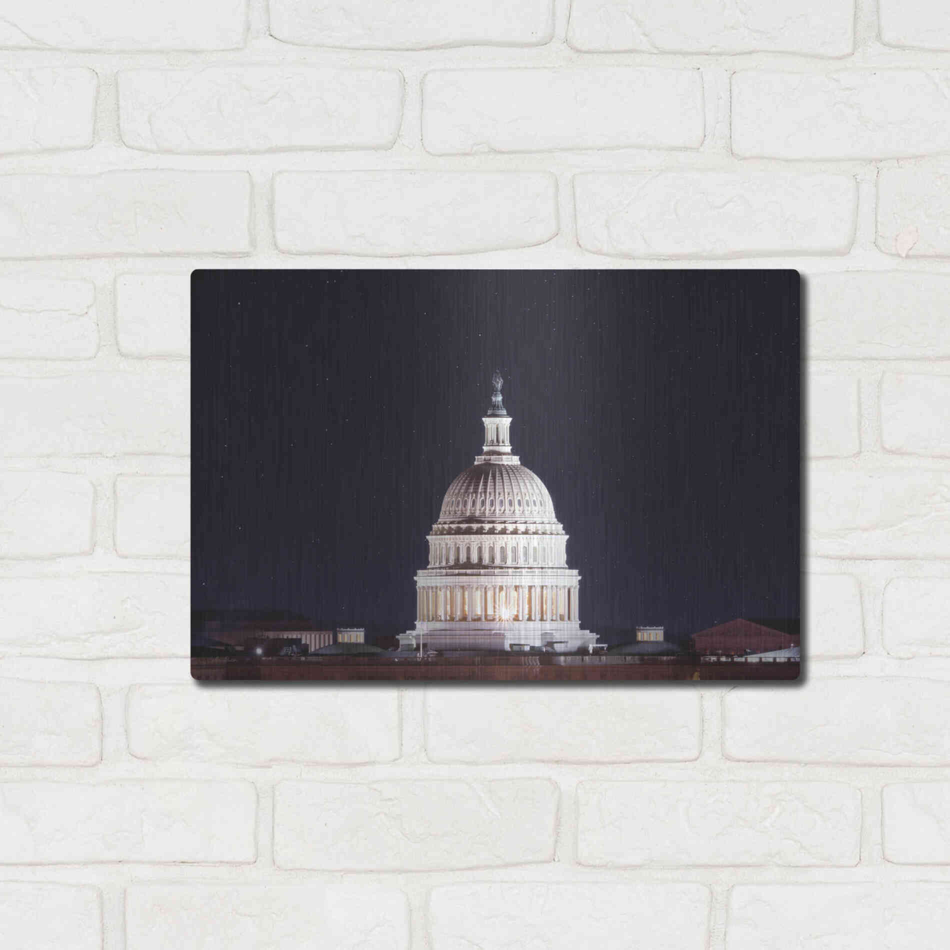 Luxe Metal Art 'US Capital at Night' by Lori Deiter, Metal Wall Art,16x12