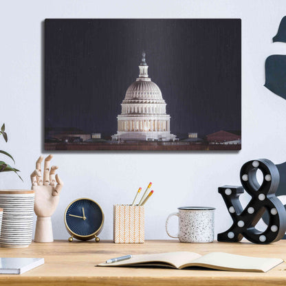 Luxe Metal Art 'US Capital at Night' by Lori Deiter, Metal Wall Art,16x12