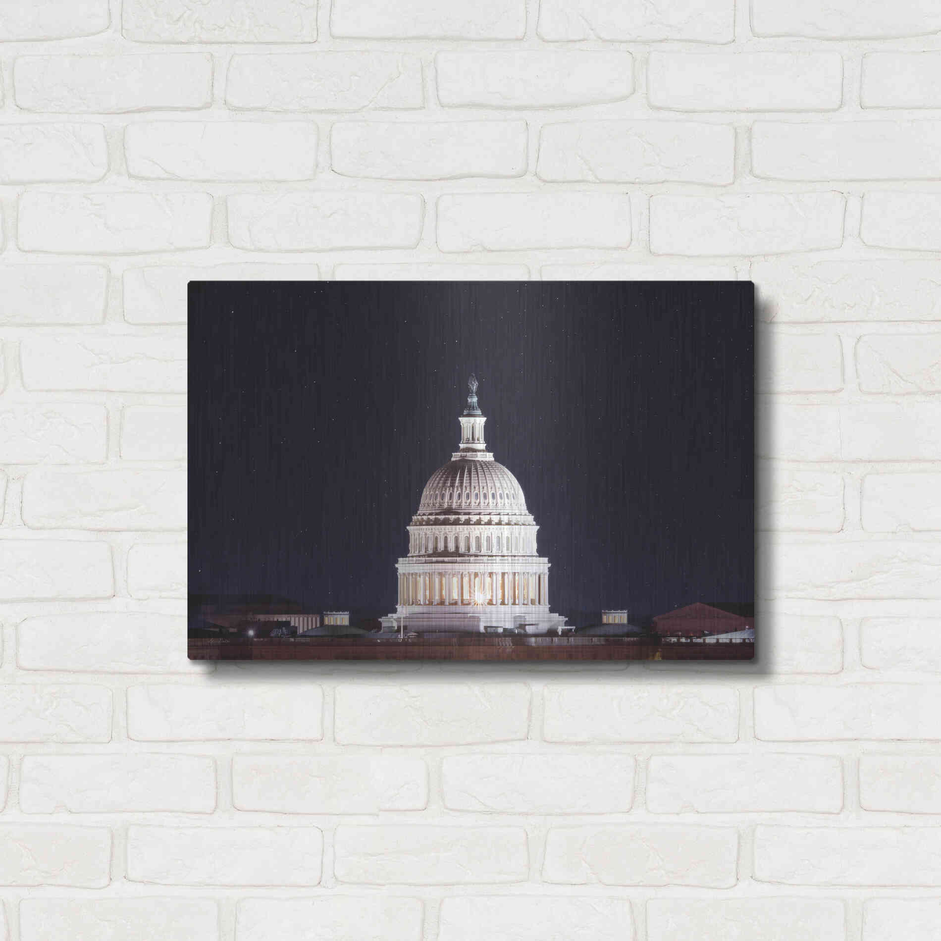 Luxe Metal Art 'US Capital at Night' by Lori Deiter, Metal Wall Art,24x16