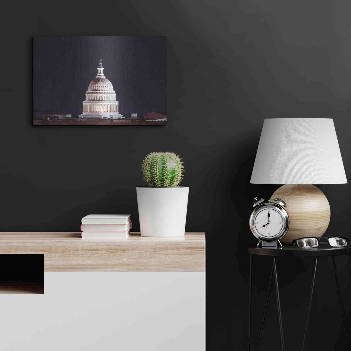 Luxe Metal Art 'US Capital at Night' by Lori Deiter, Metal Wall Art,24x16