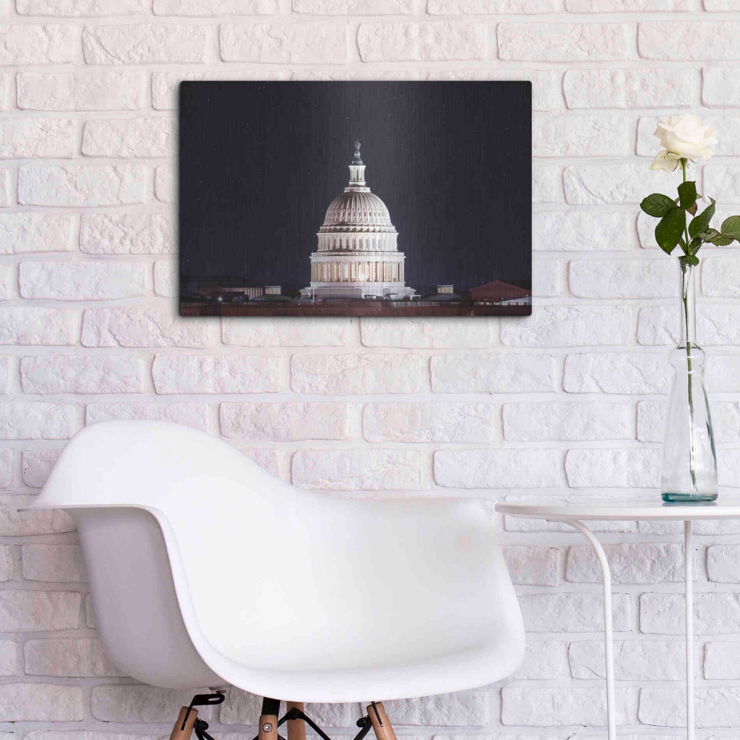 Luxe Metal Art 'US Capital at Night' by Lori Deiter, Metal Wall Art,24x16